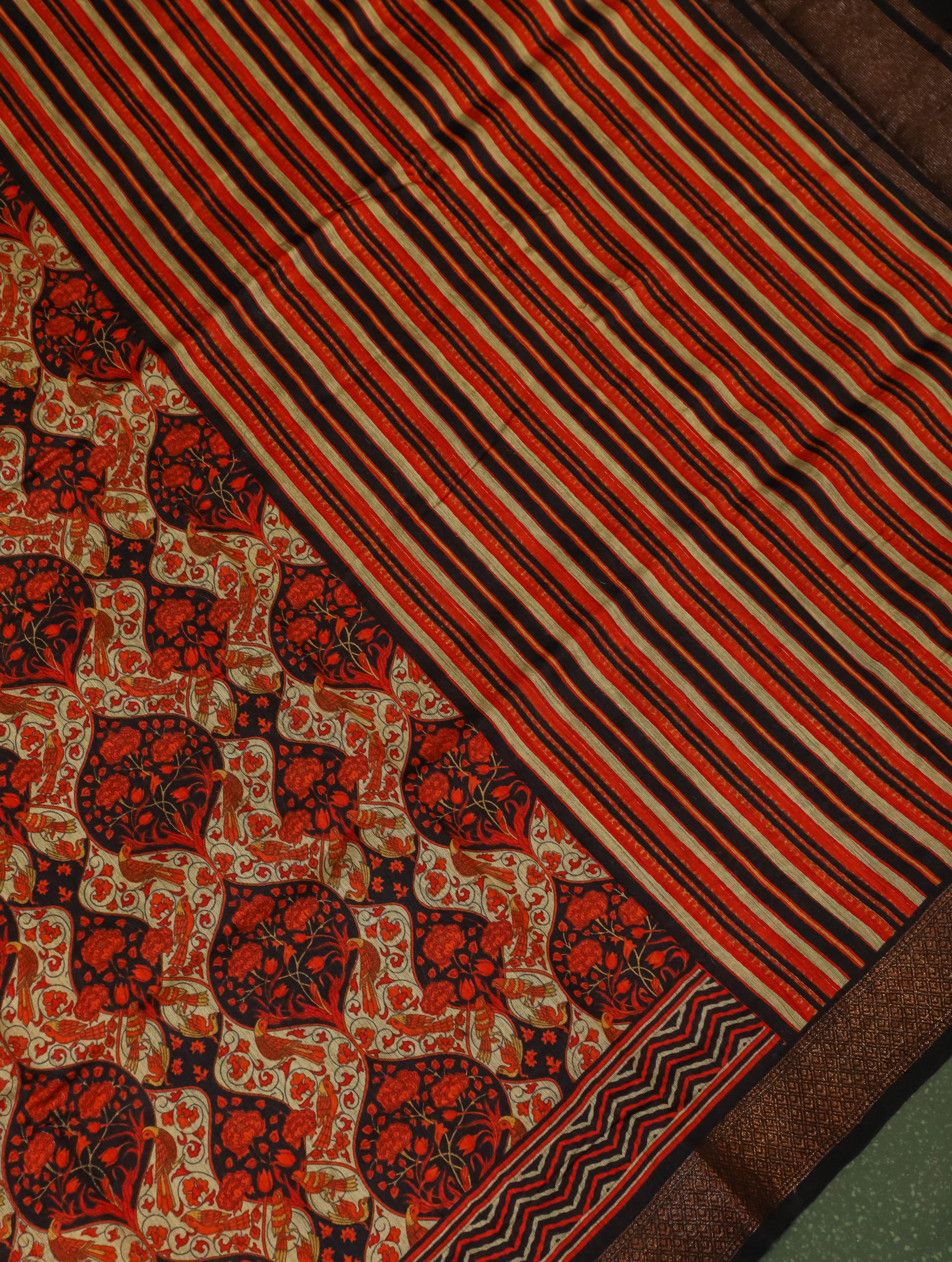 Designer Multi Tussar Silk Saree