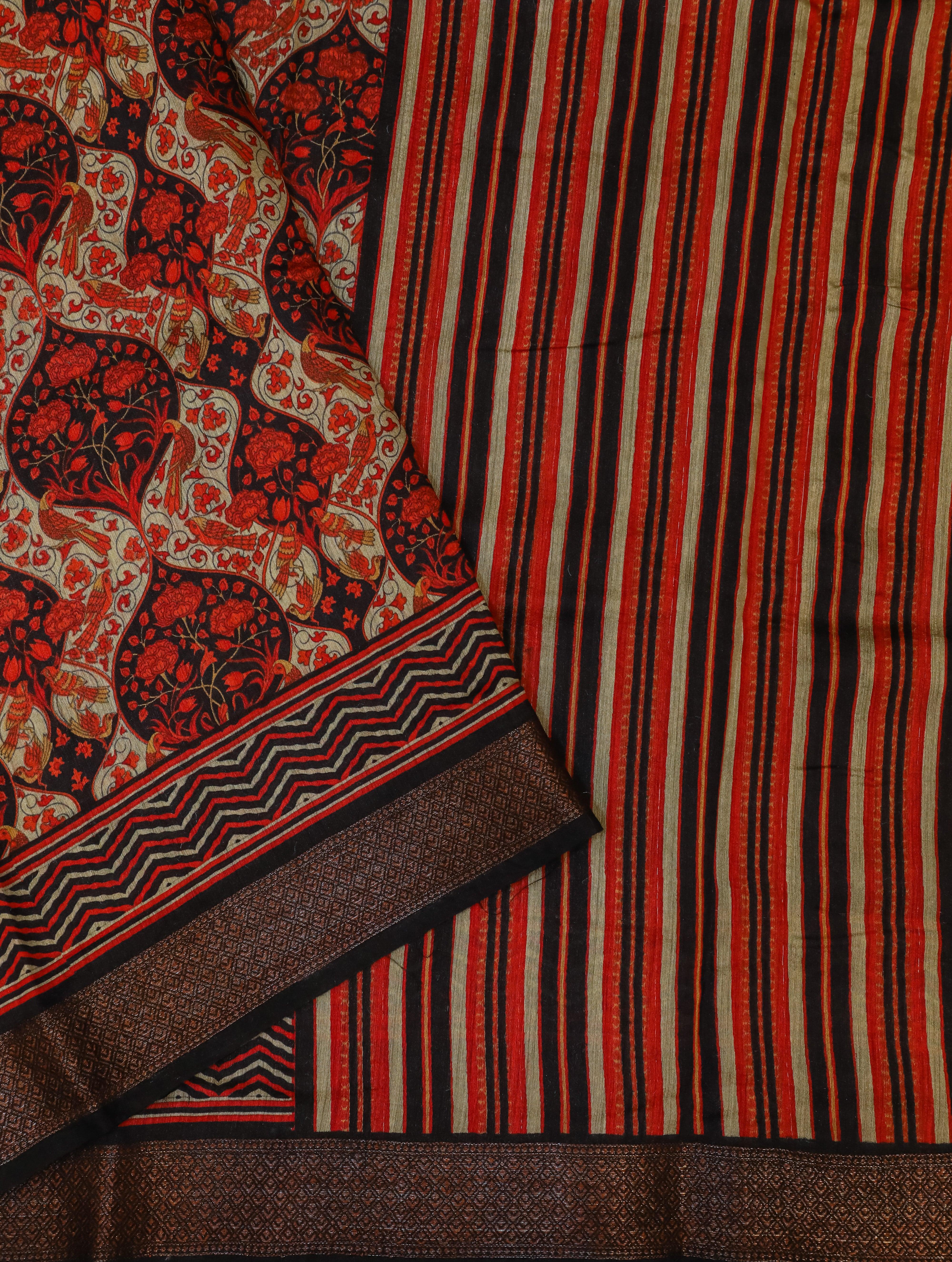 Designer Multi Tussar Silk Saree