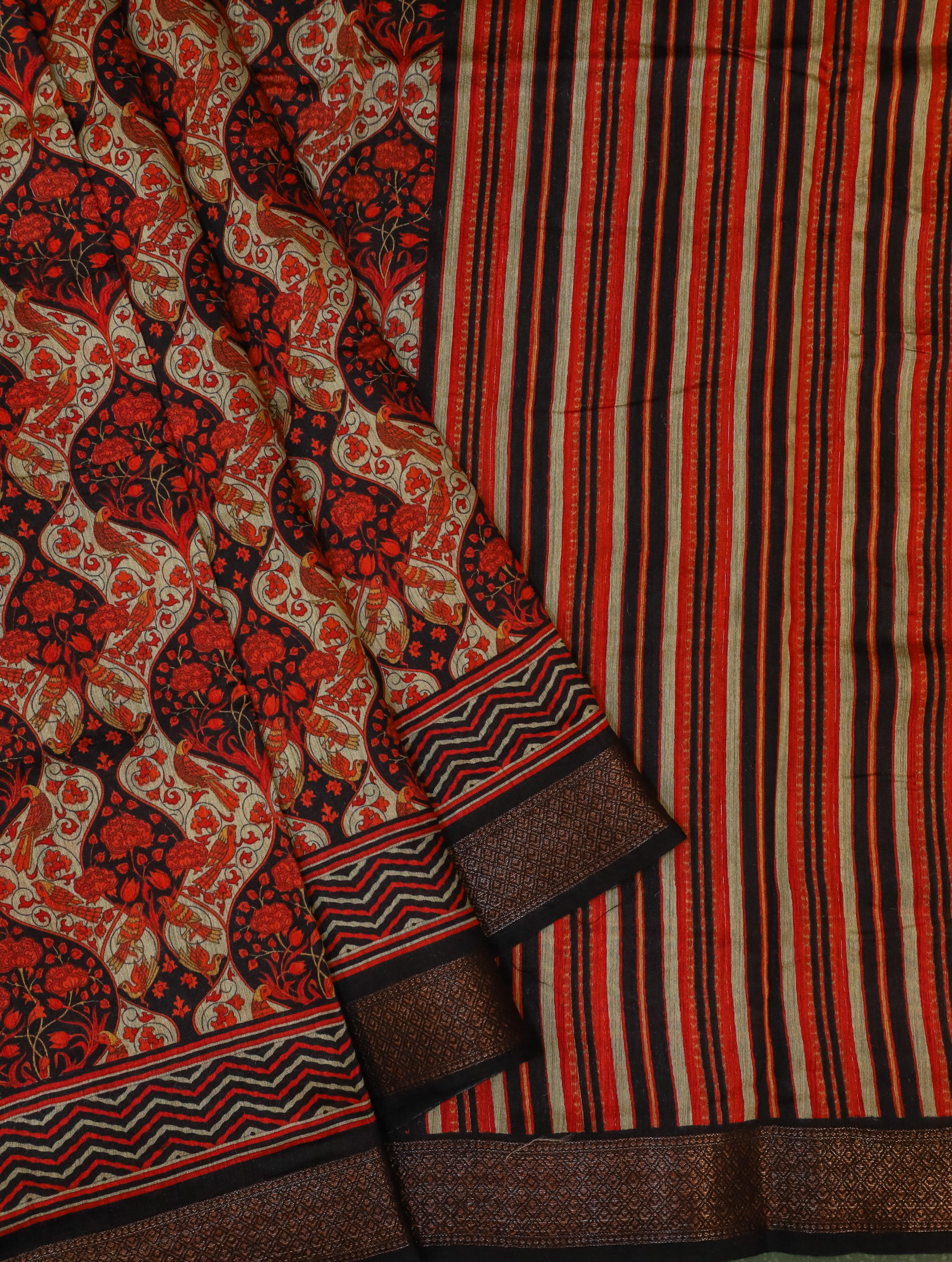 Designer Multi Tussar Silk Saree