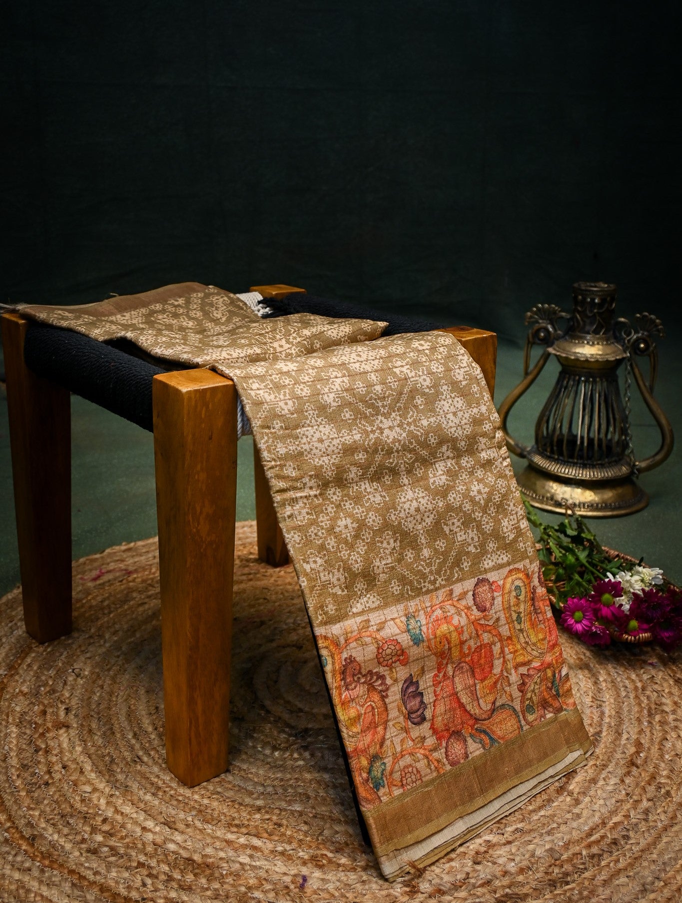 Designer Mustard Moonga Silk Saree