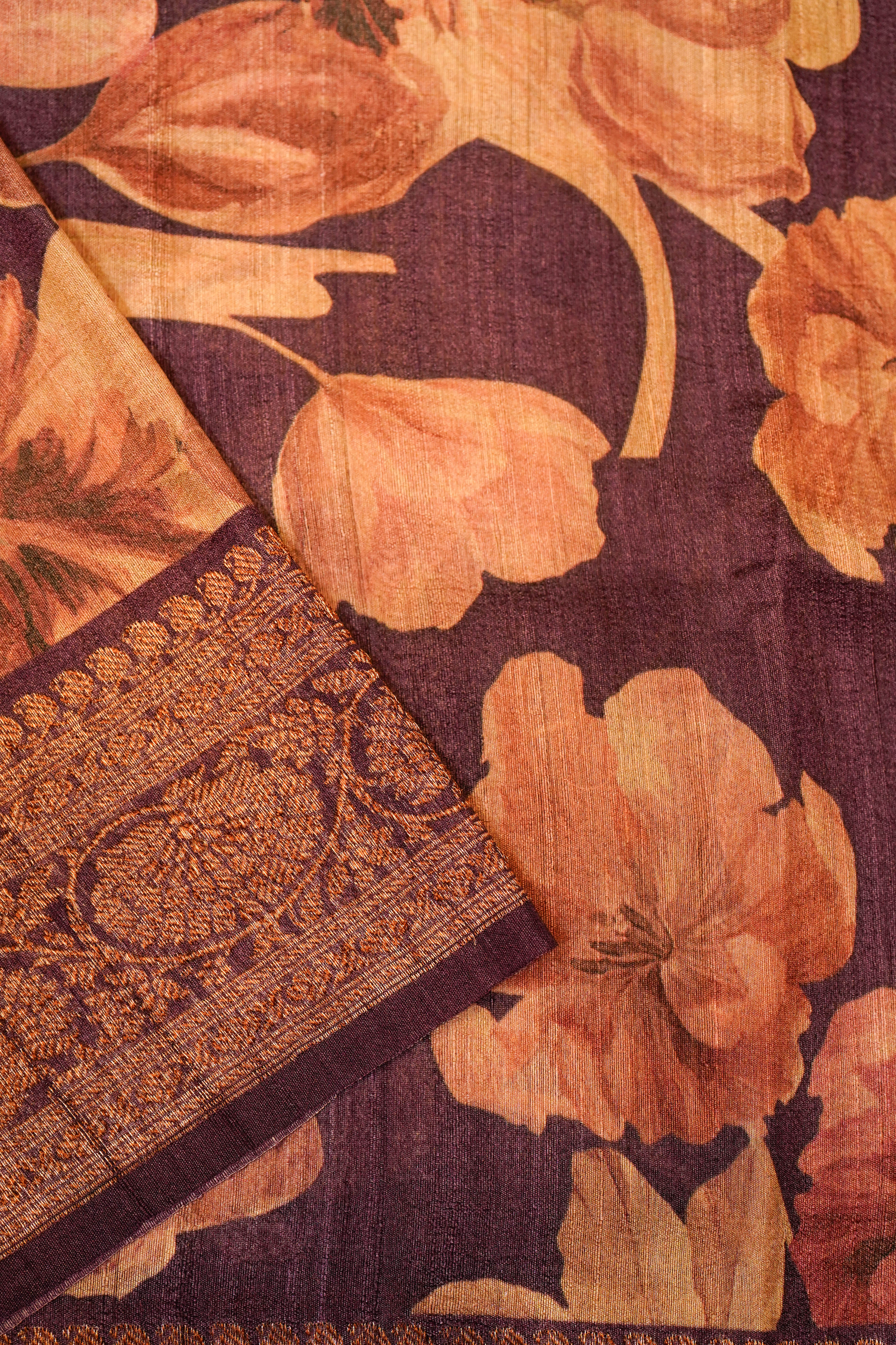 Designer Purple Tussar Silk Saree