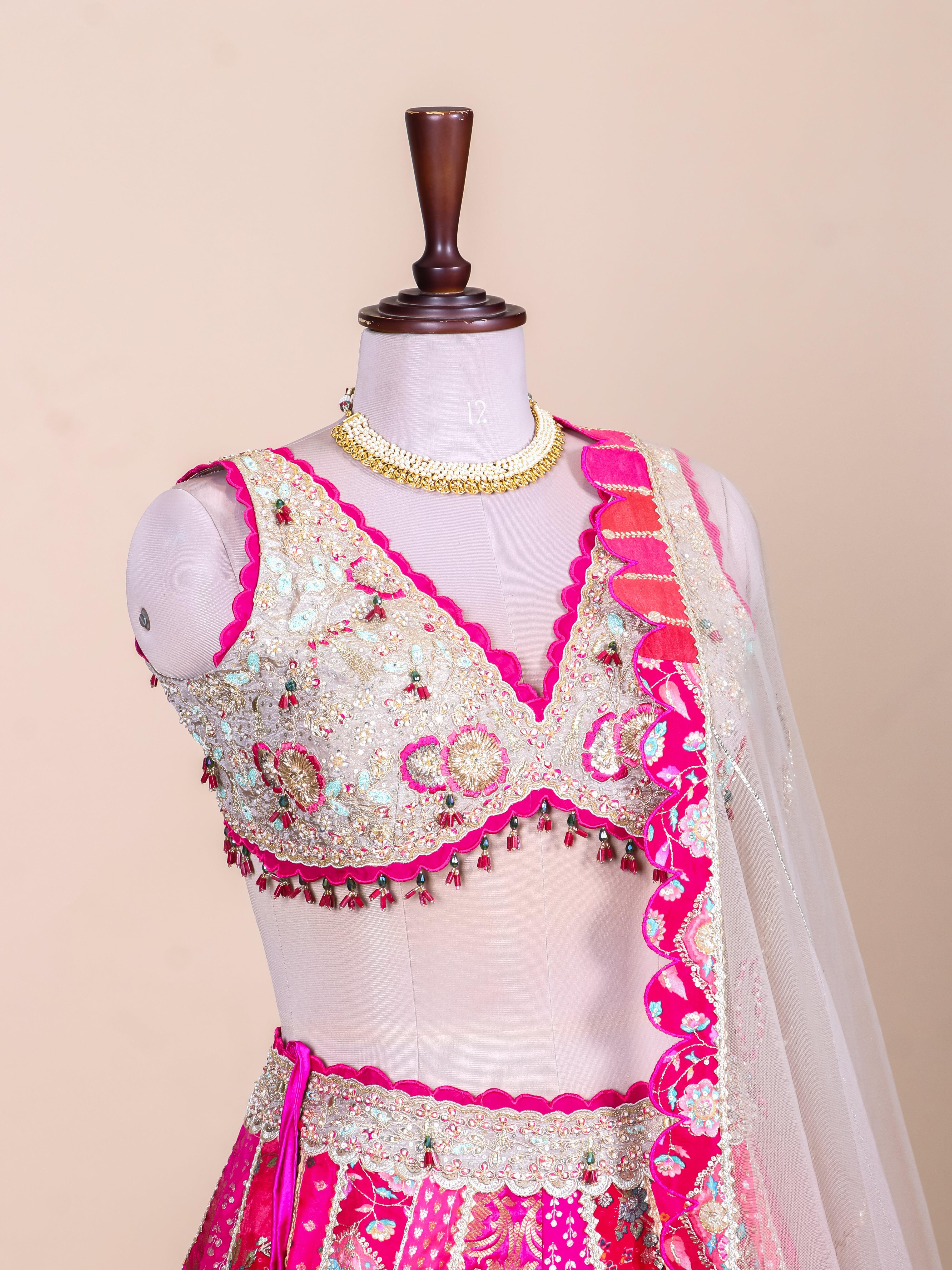 Designer Multi Color Banarasi Silk Party Wear Lehenga - Sumangal Ekam