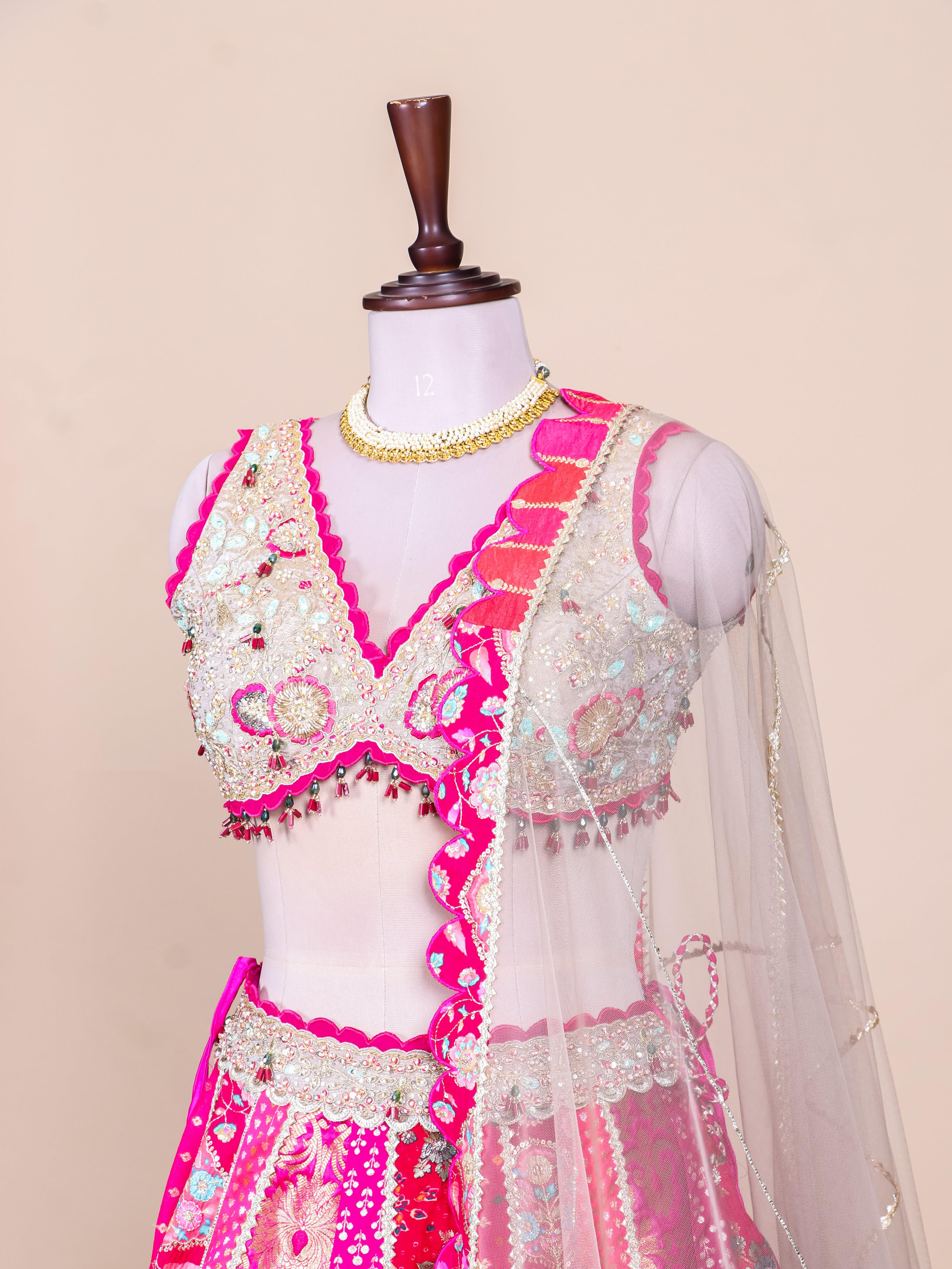 Designer Multi Color Banarasi Silk Party Wear Lehenga - Sumangal Ekam