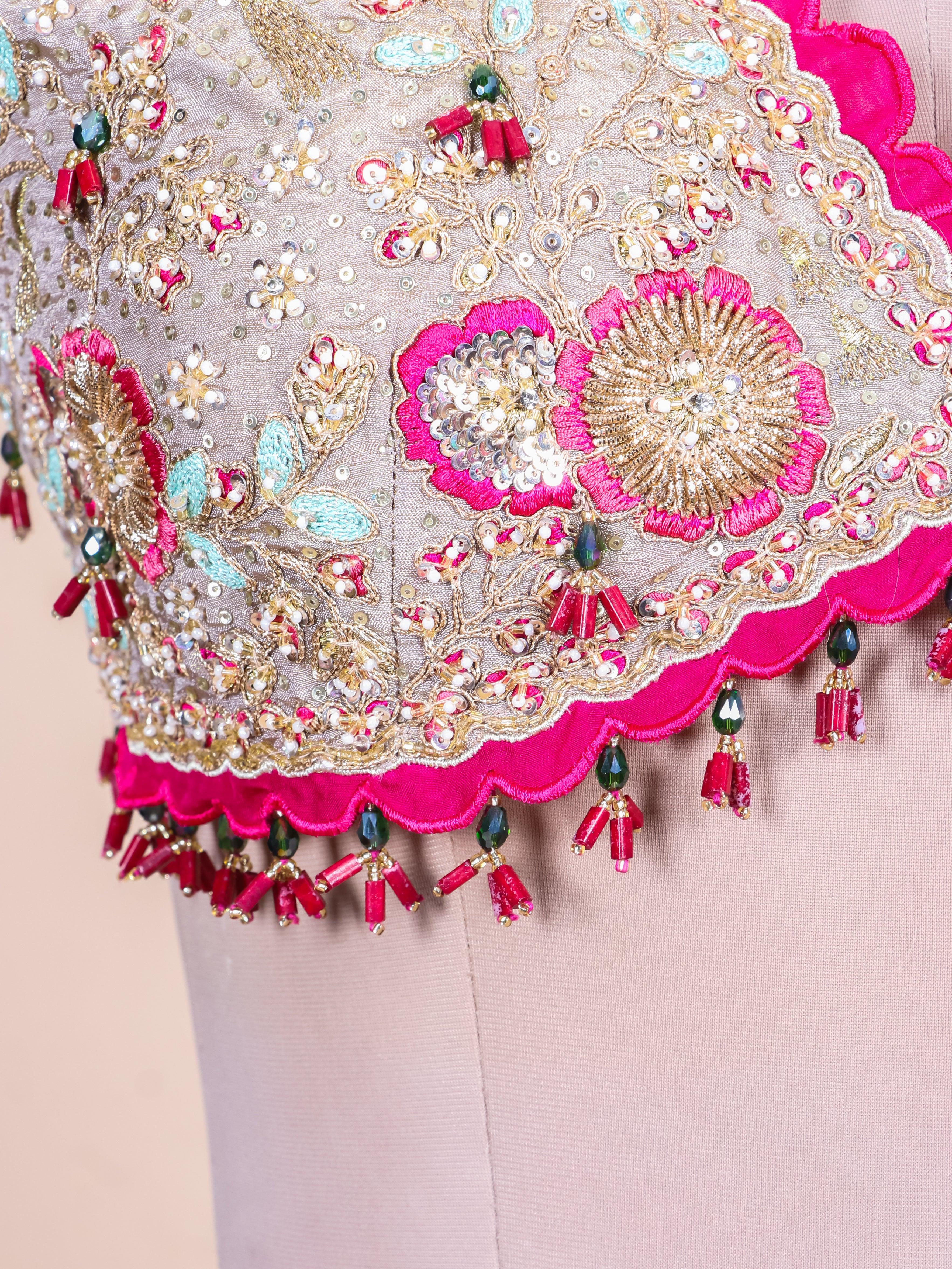 Designer Multi Color Banarasi Silk Party Wear Lehenga - Sumangal Ekam