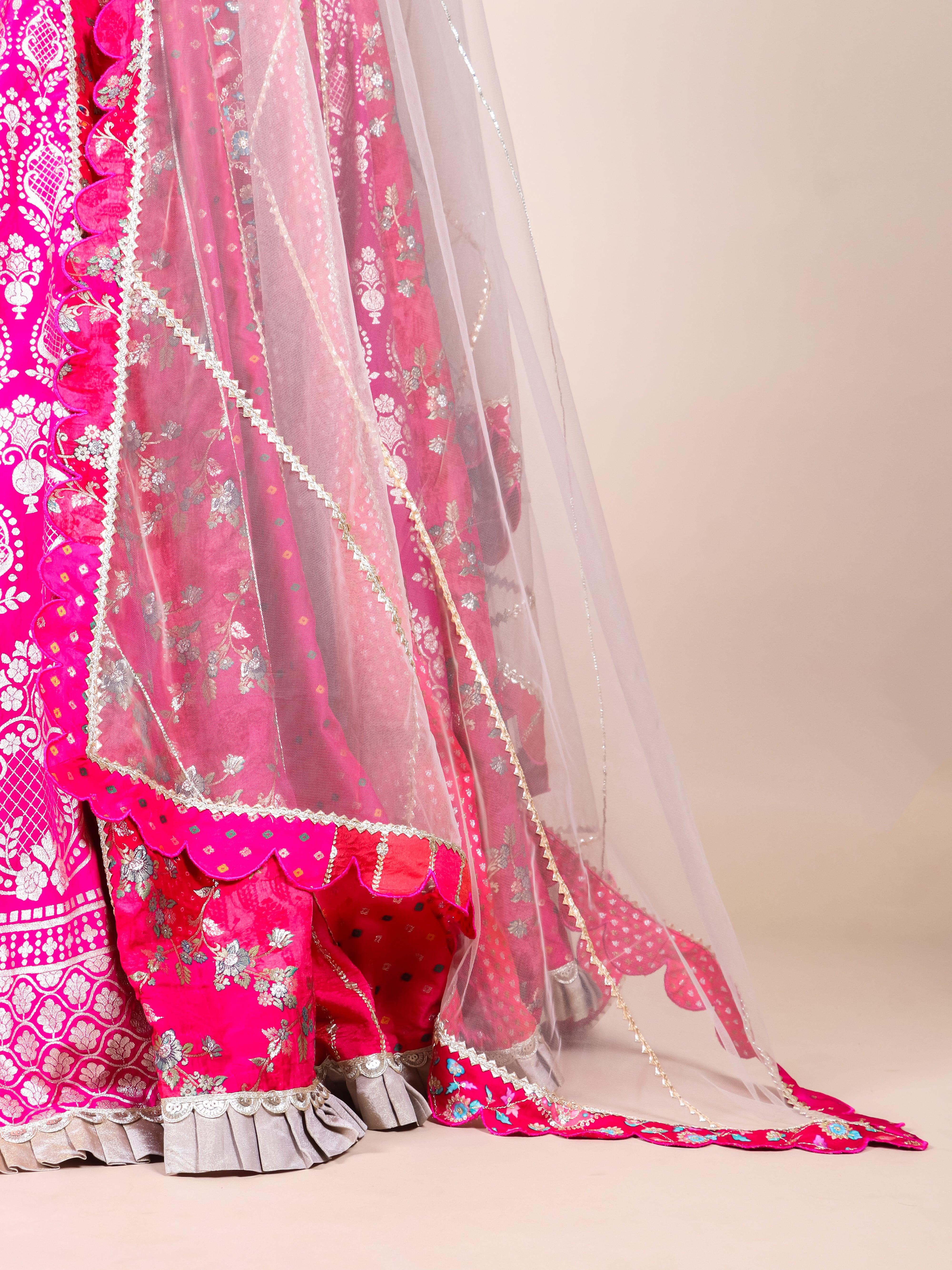 Designer Multi Color Banarasi Silk Party Wear Lehenga - Sumangal Ekam