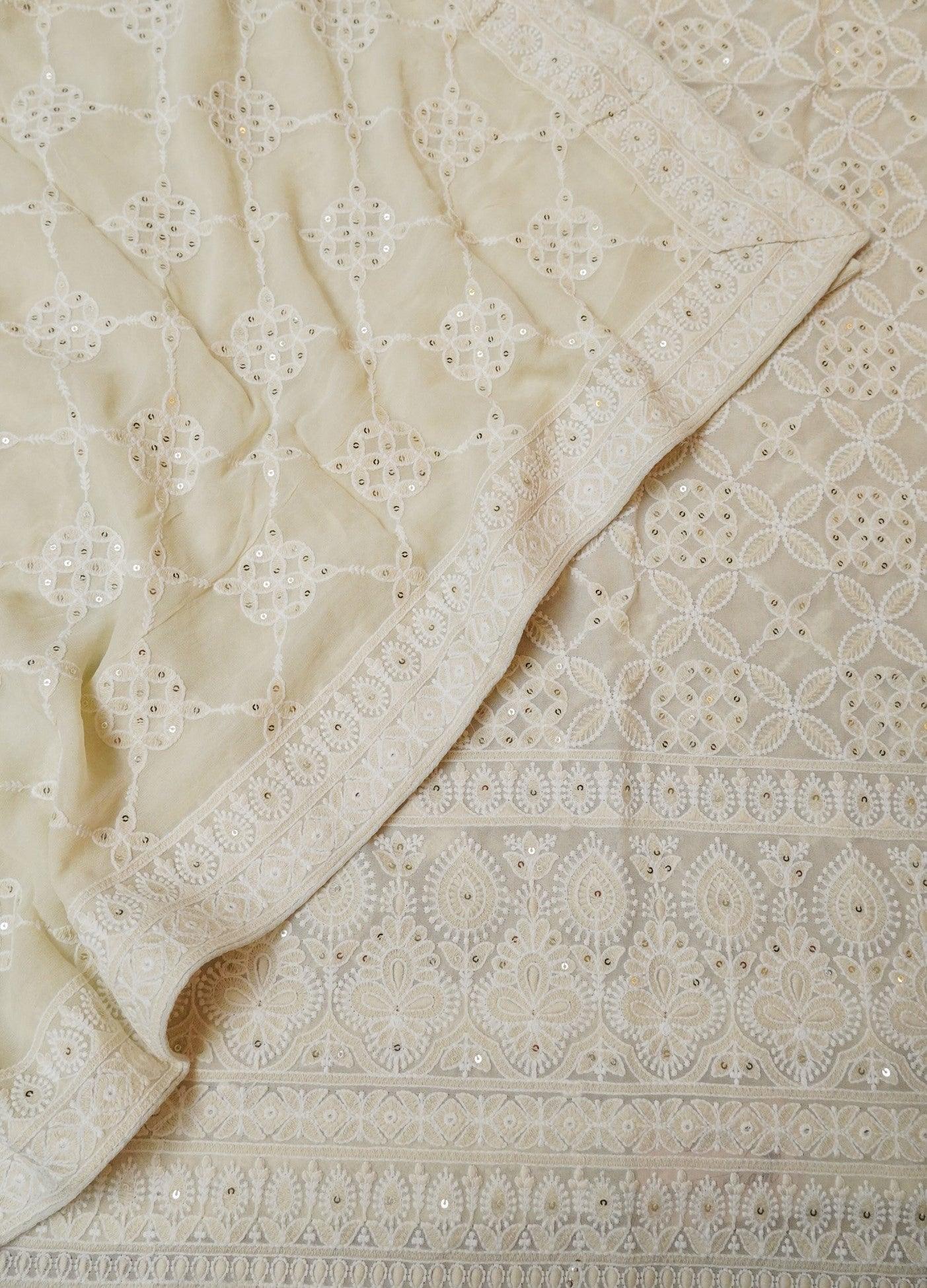 Designer Off White Georgette Suit - Sumangal Ekam