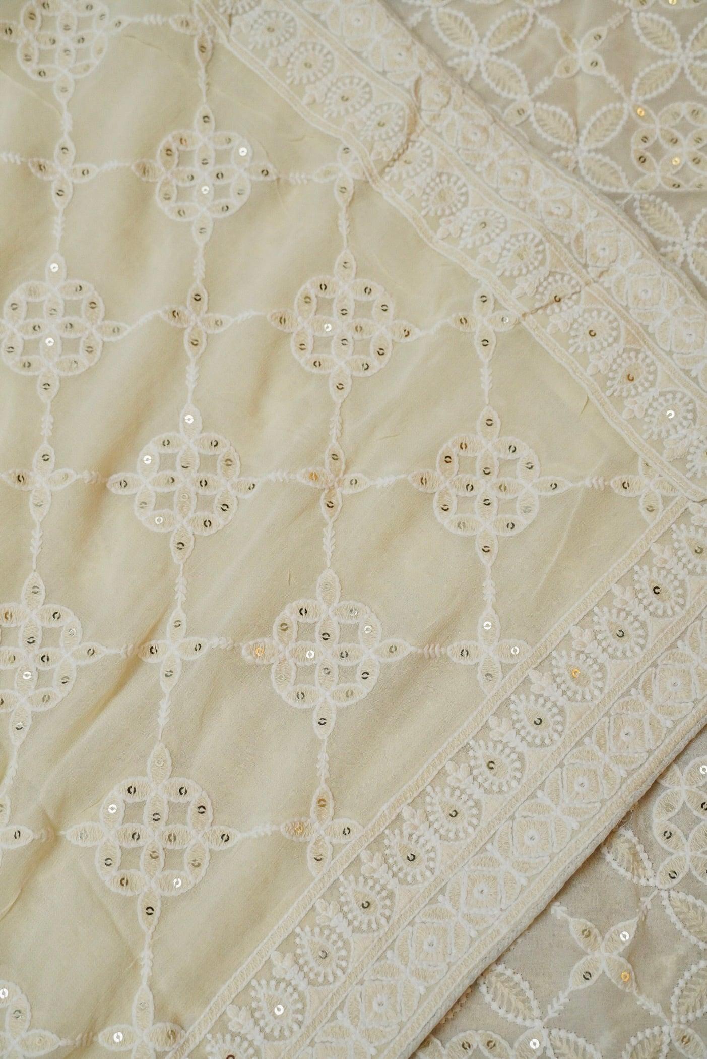 Designer Off White Georgette Suit - Sumangal Ekam