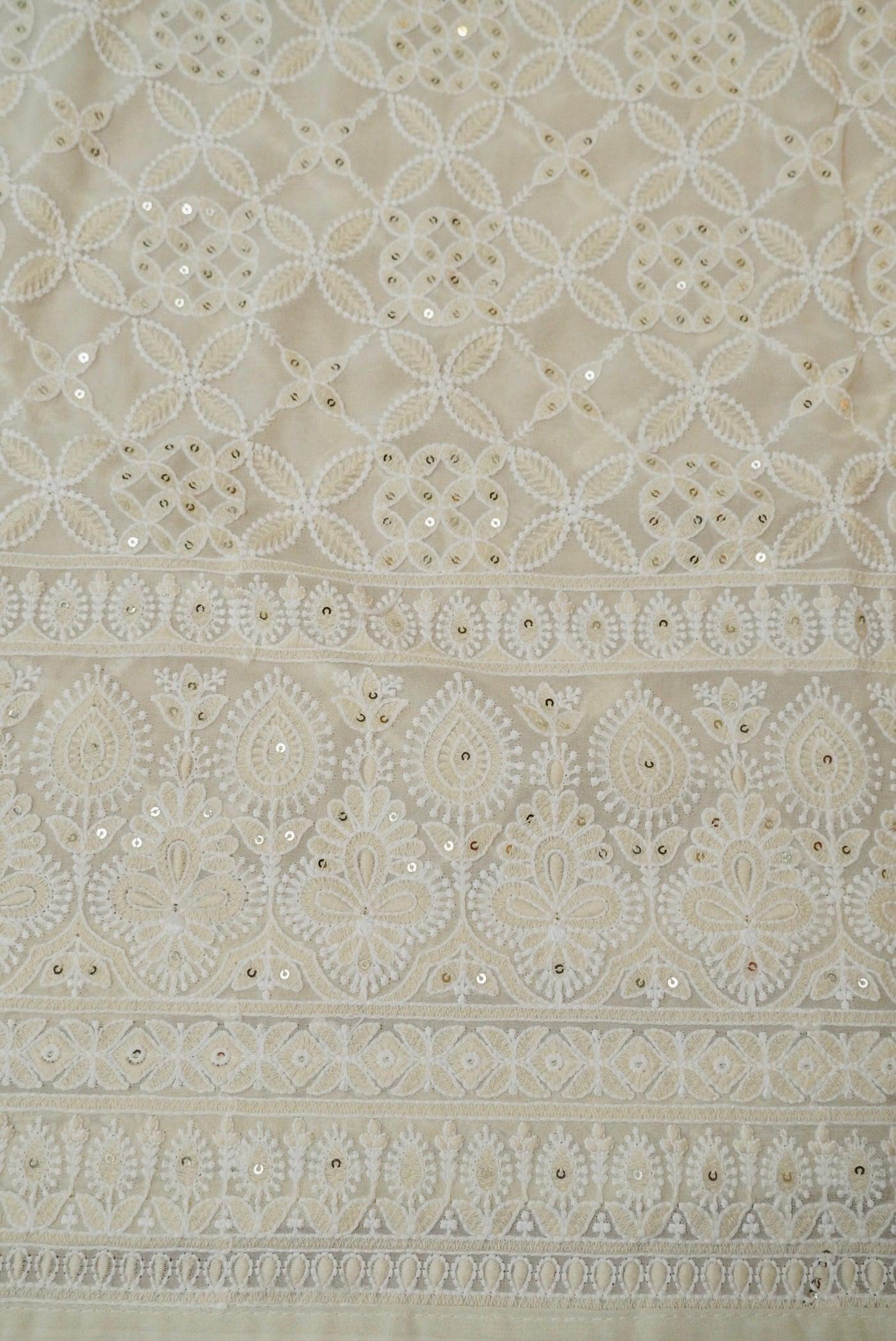 Designer Off White Georgette Suit - Sumangal Ekam