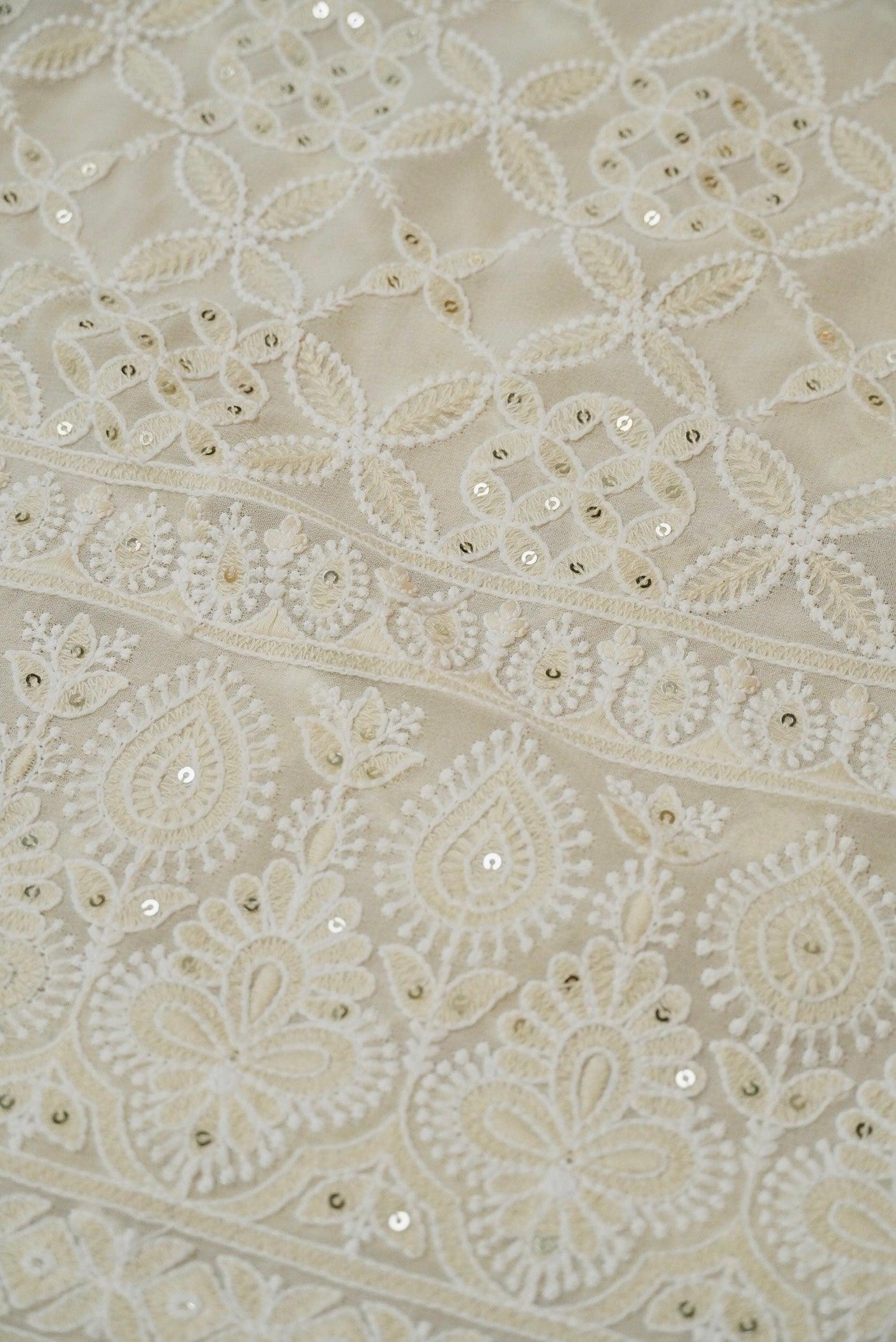 Designer Off White Georgette Suit - Sumangal Ekam