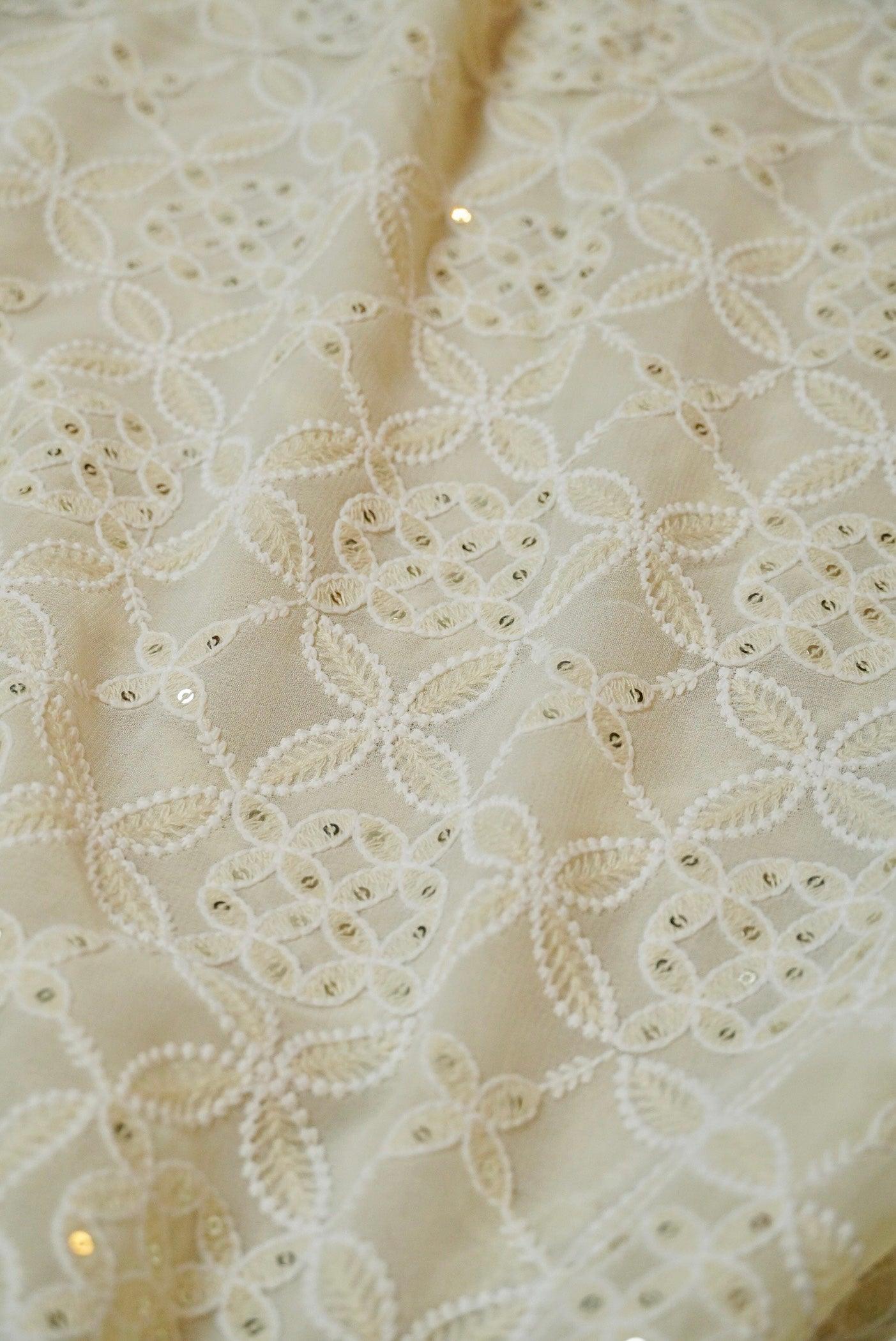 Designer Off White Georgette Suit - Sumangal Ekam