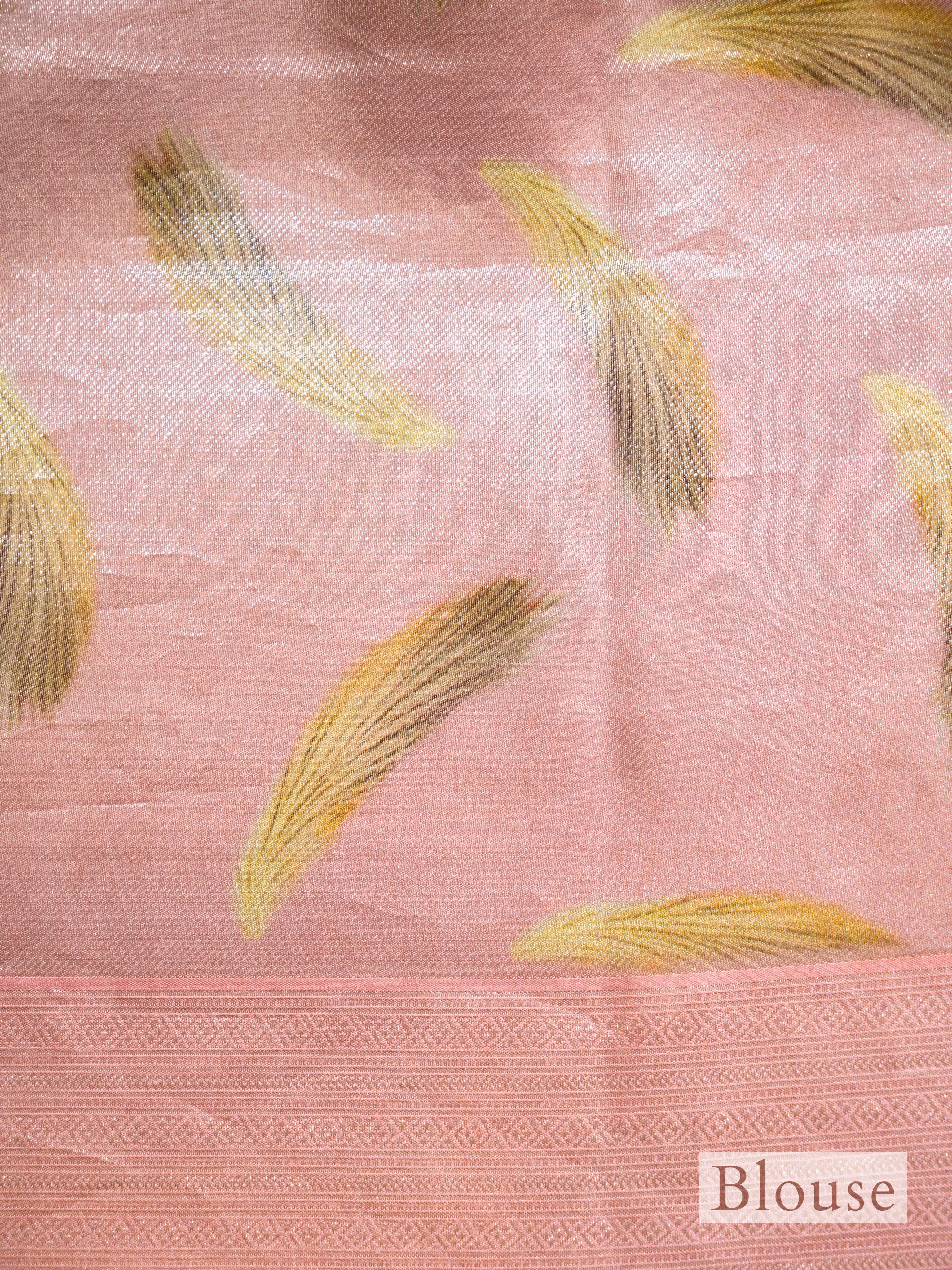 Handwoven Pink Banarasi Mashru Silk Saree - Sumangal Ekam