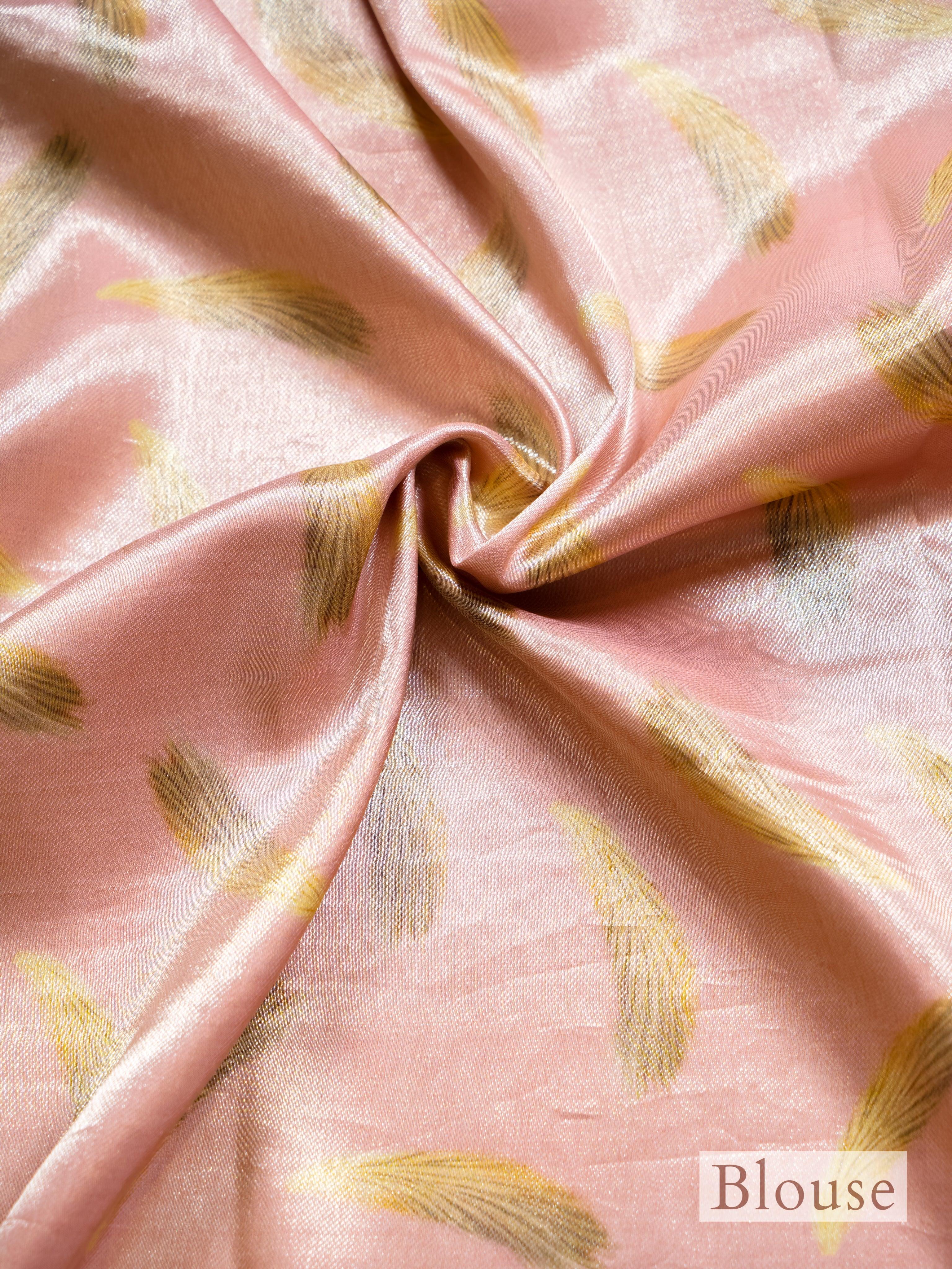 Handwoven Pink Banarasi Mashru Silk Saree - Sumangal Ekam