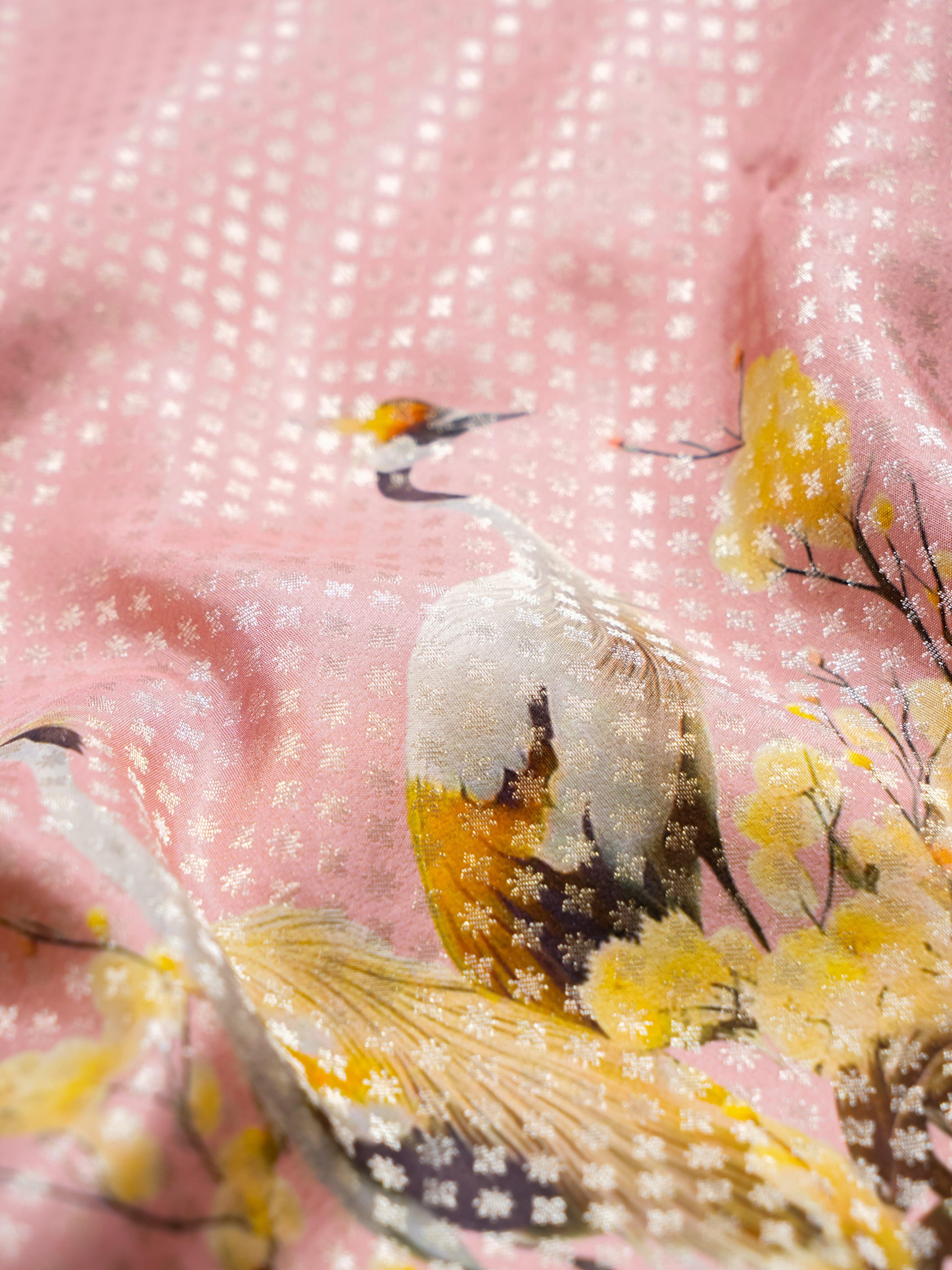 Handwoven Pink Banarasi Mashru Silk Saree - Sumangal Ekam