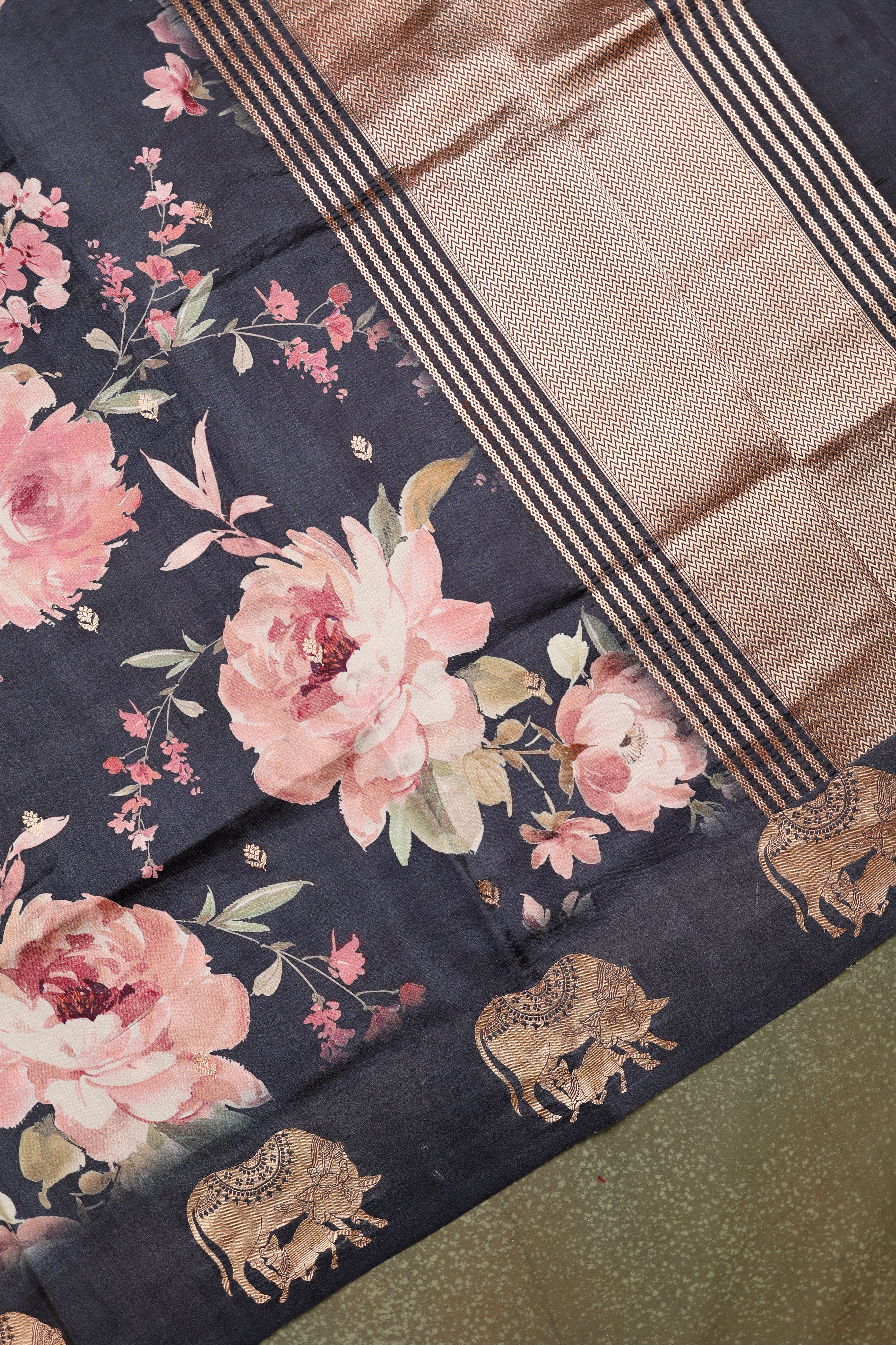 Designer Black Banarasi Katan Silk Saree