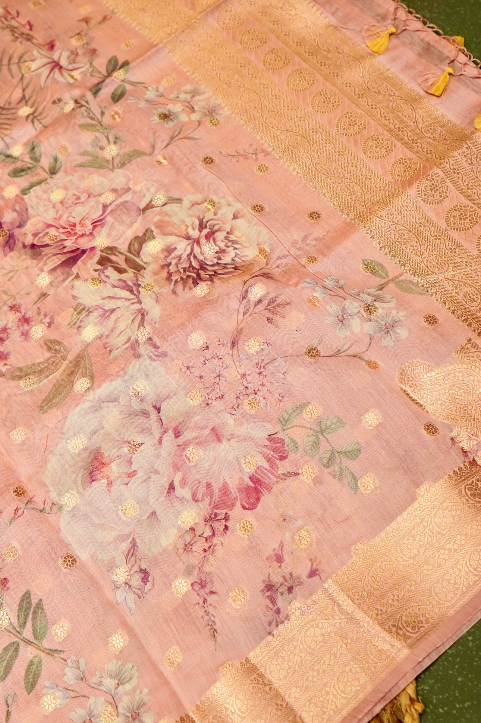 Designer Peach Chanderi Silk Suit