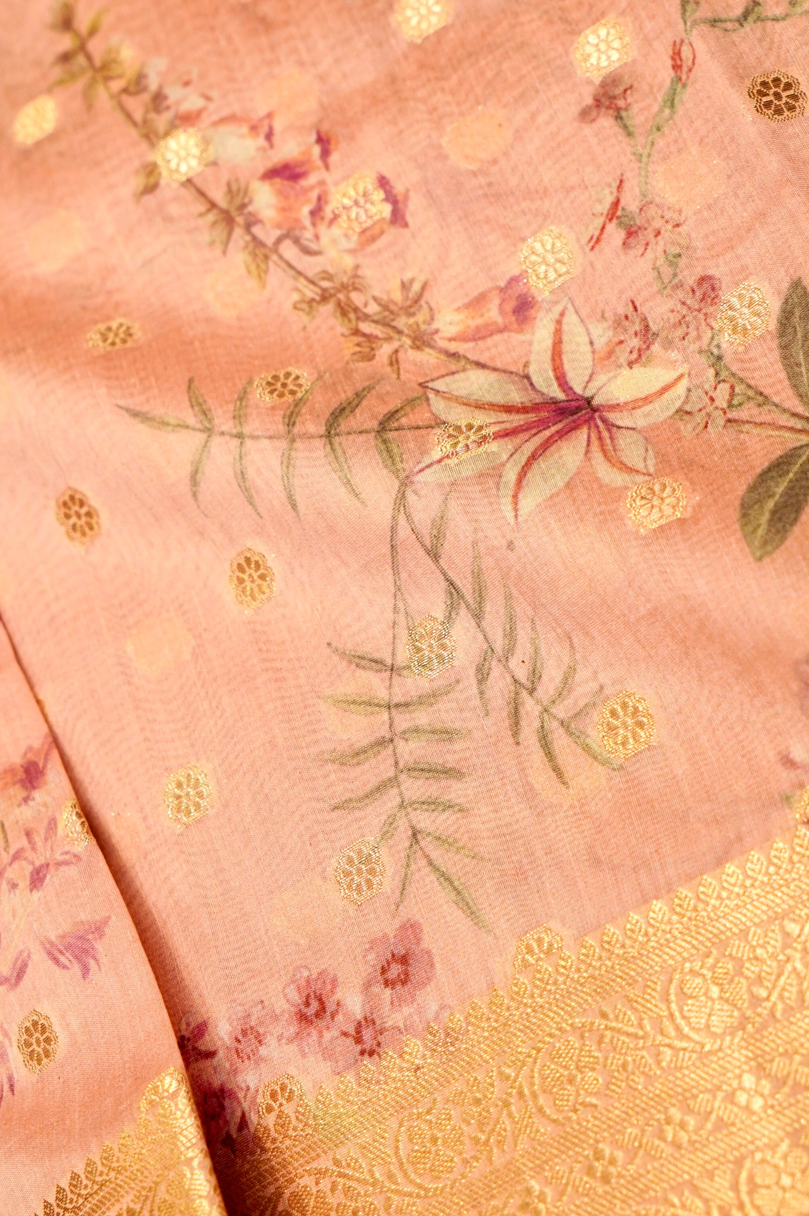 Designer Peach Chanderi Silk Suit
