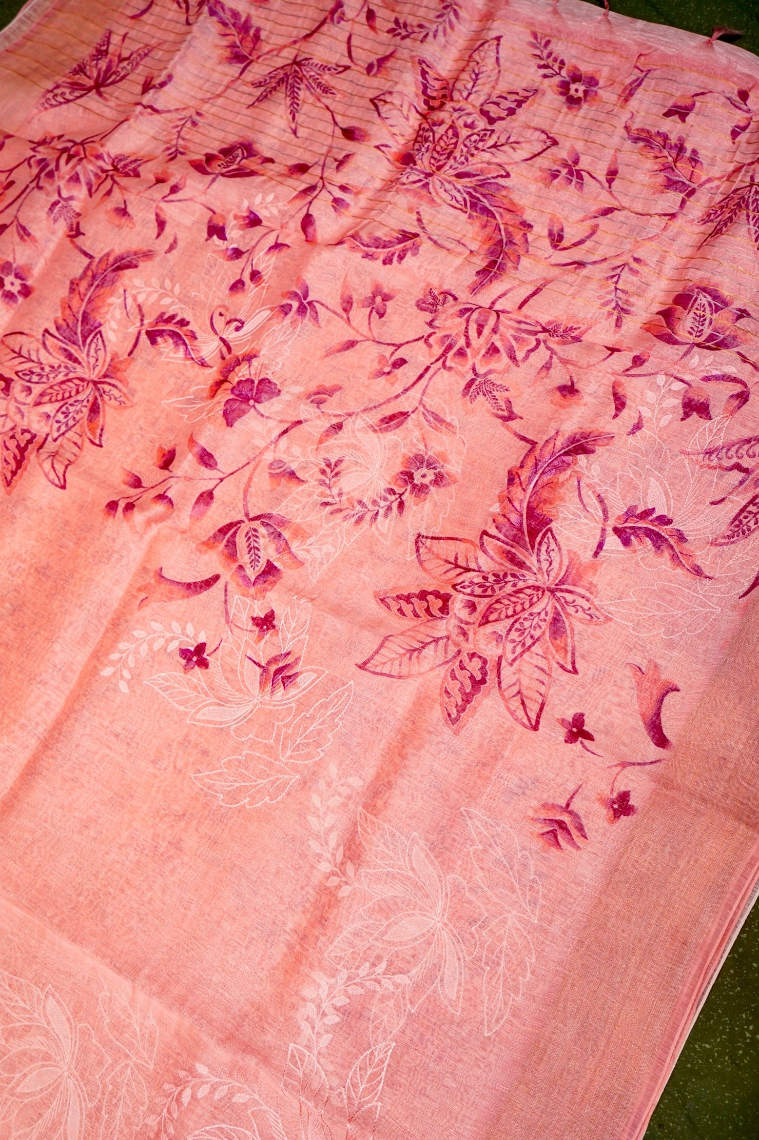 Designer Pink Linen Silk Saree