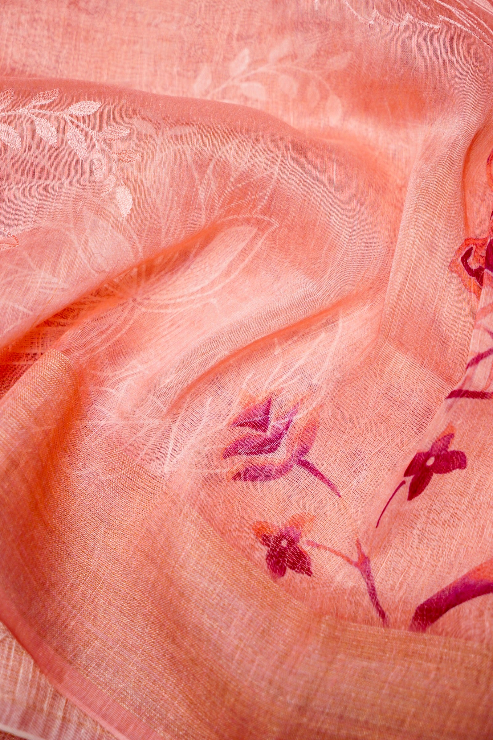 Designer Pink Linen Silk Saree