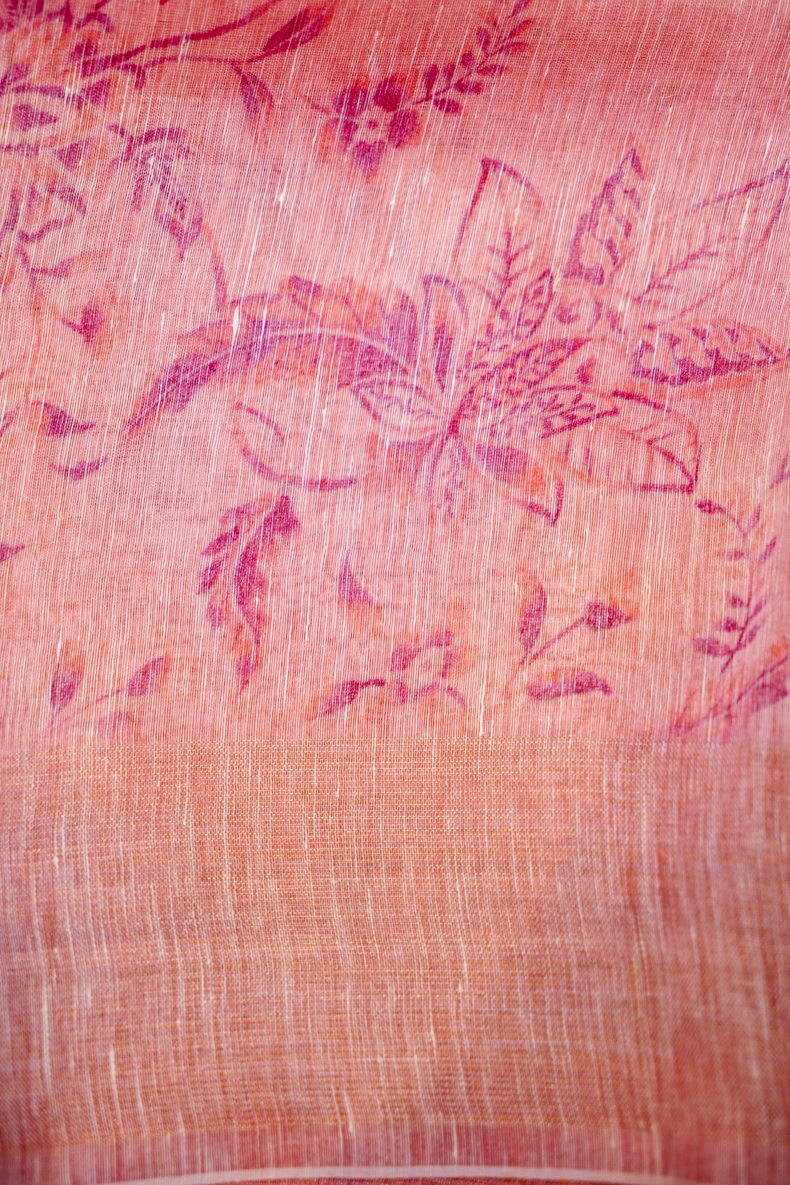 Designer Pink Linen Silk Saree