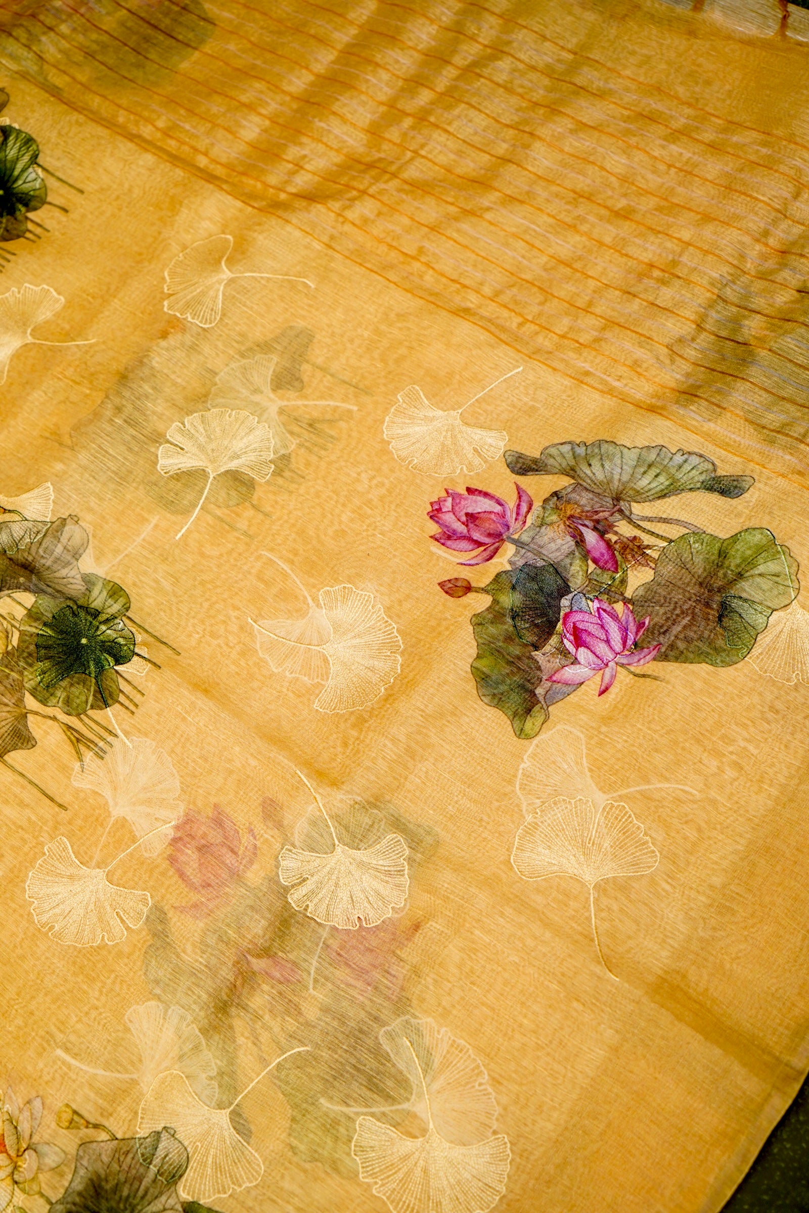 Designer Yellow Linen Silk Saree