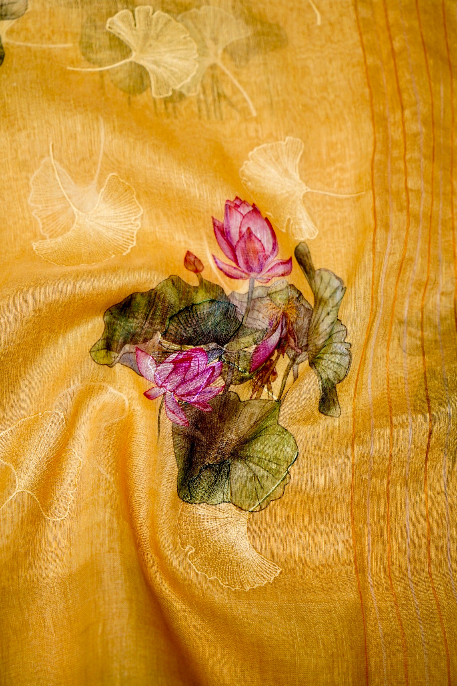 Designer Yellow Linen Silk Saree