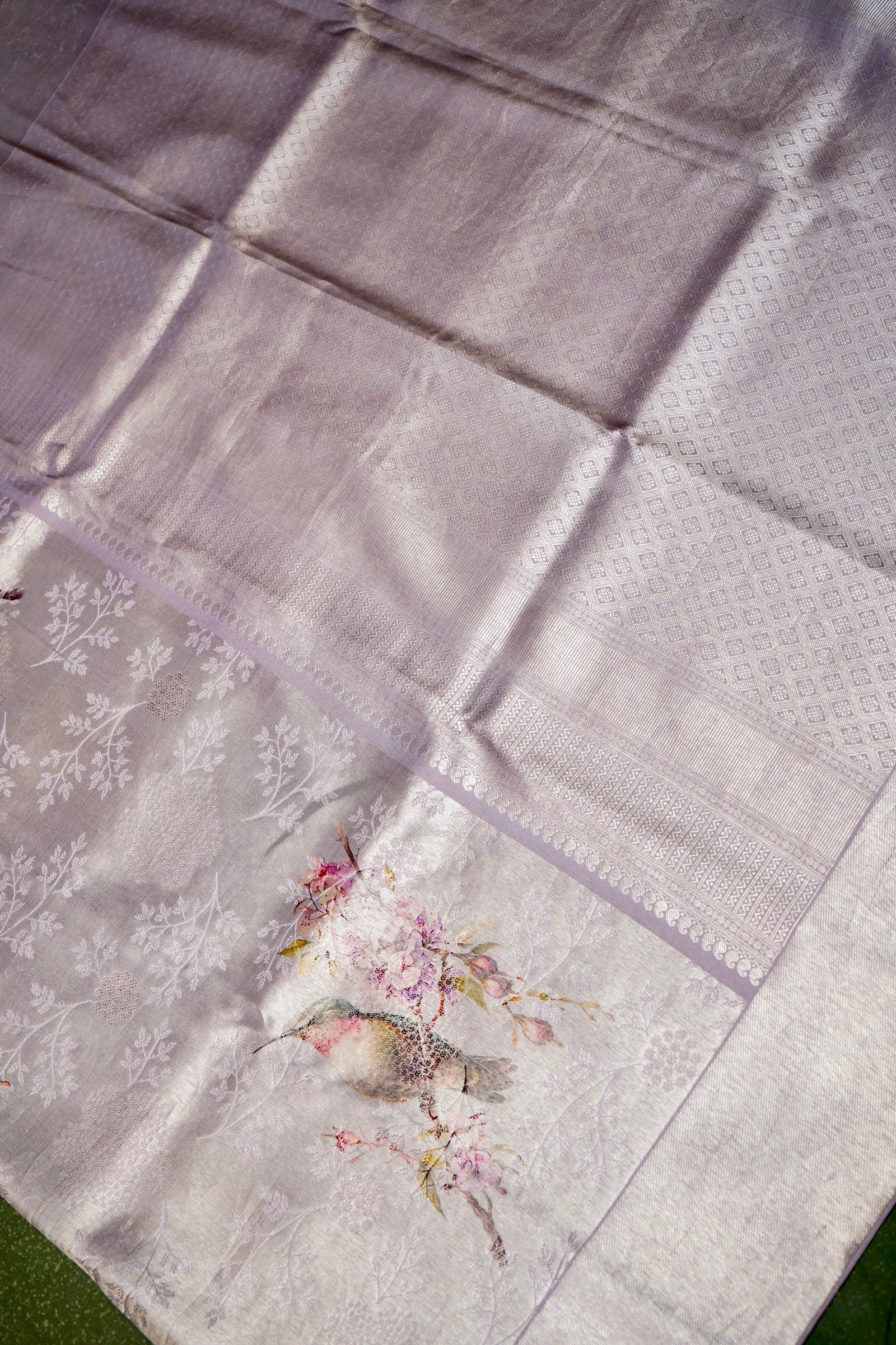 Designer Lavender Banarasi Mashru Silk Saree