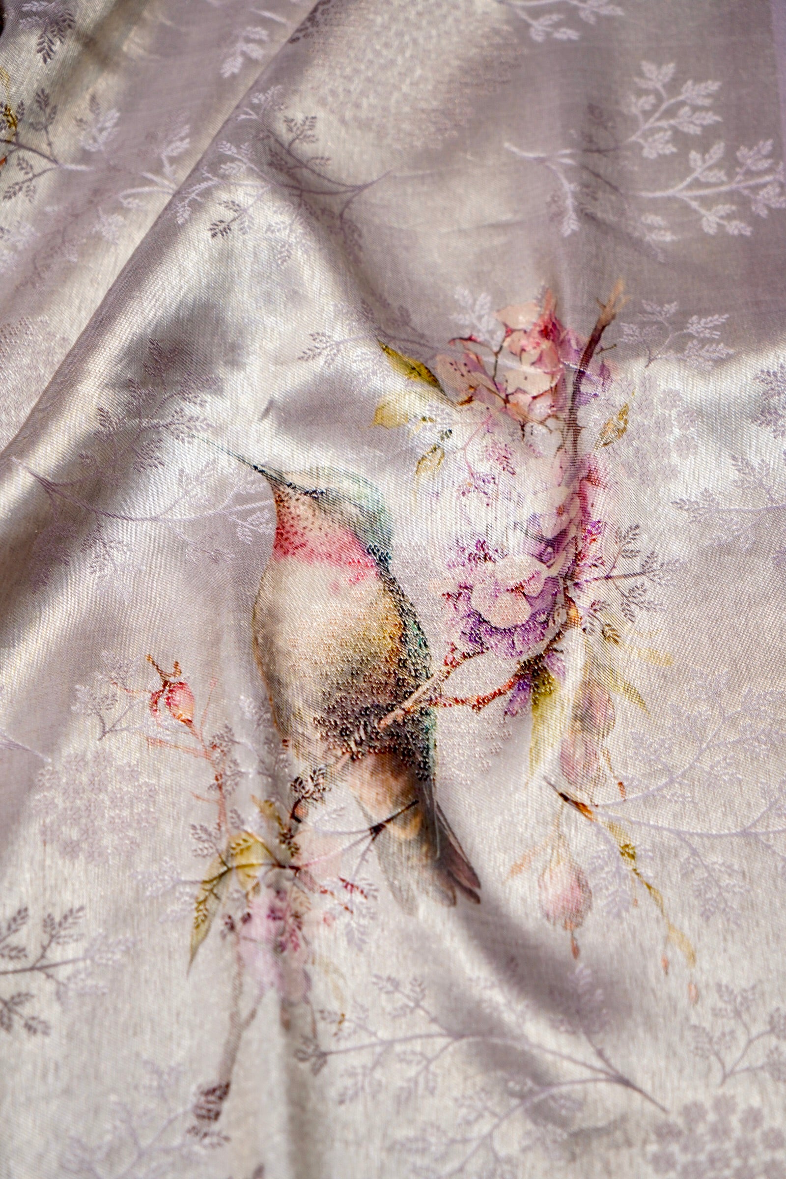 Designer Lavender Banarasi Mashru Silk Saree