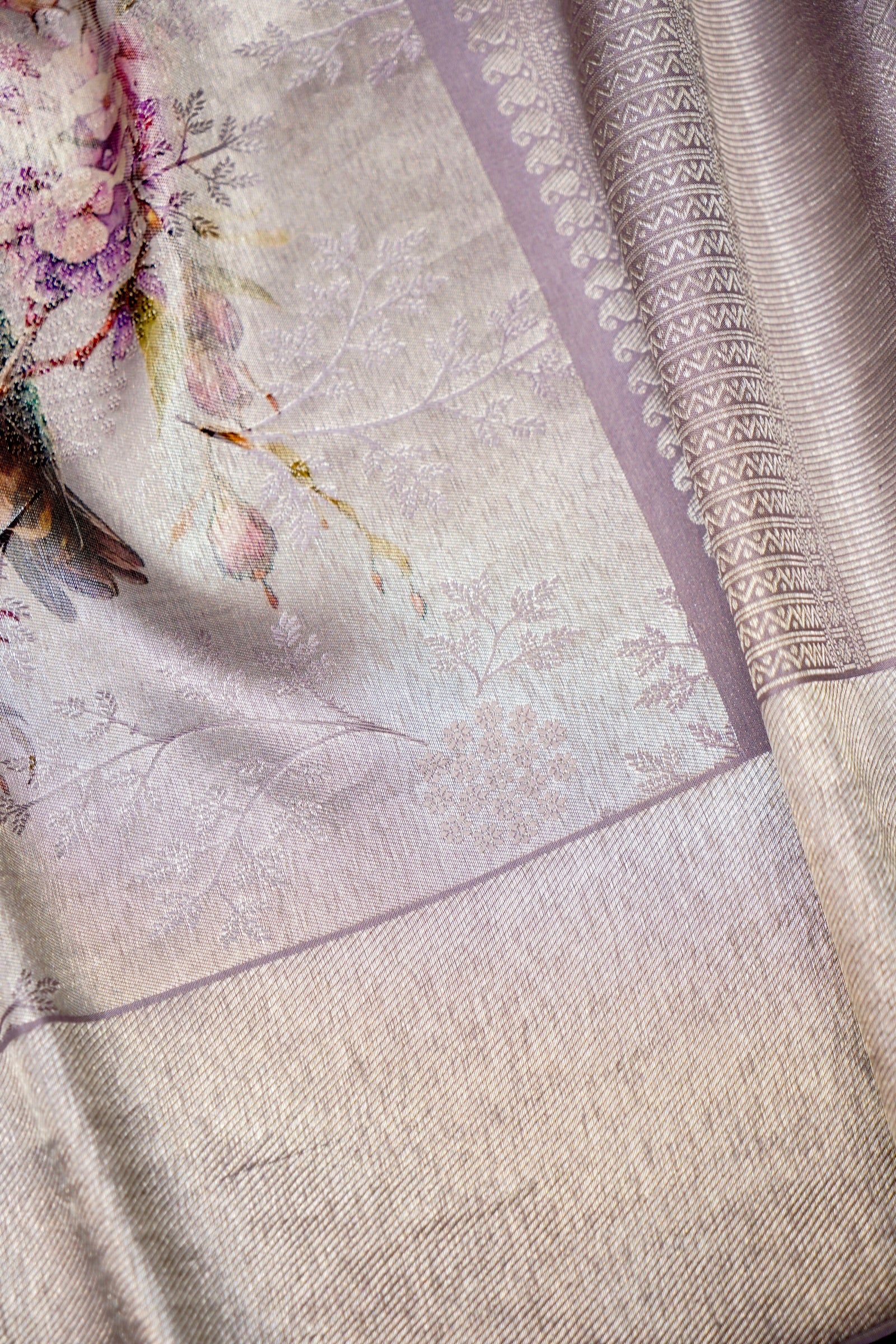 Designer Lavender Banarasi Mashru Silk Saree