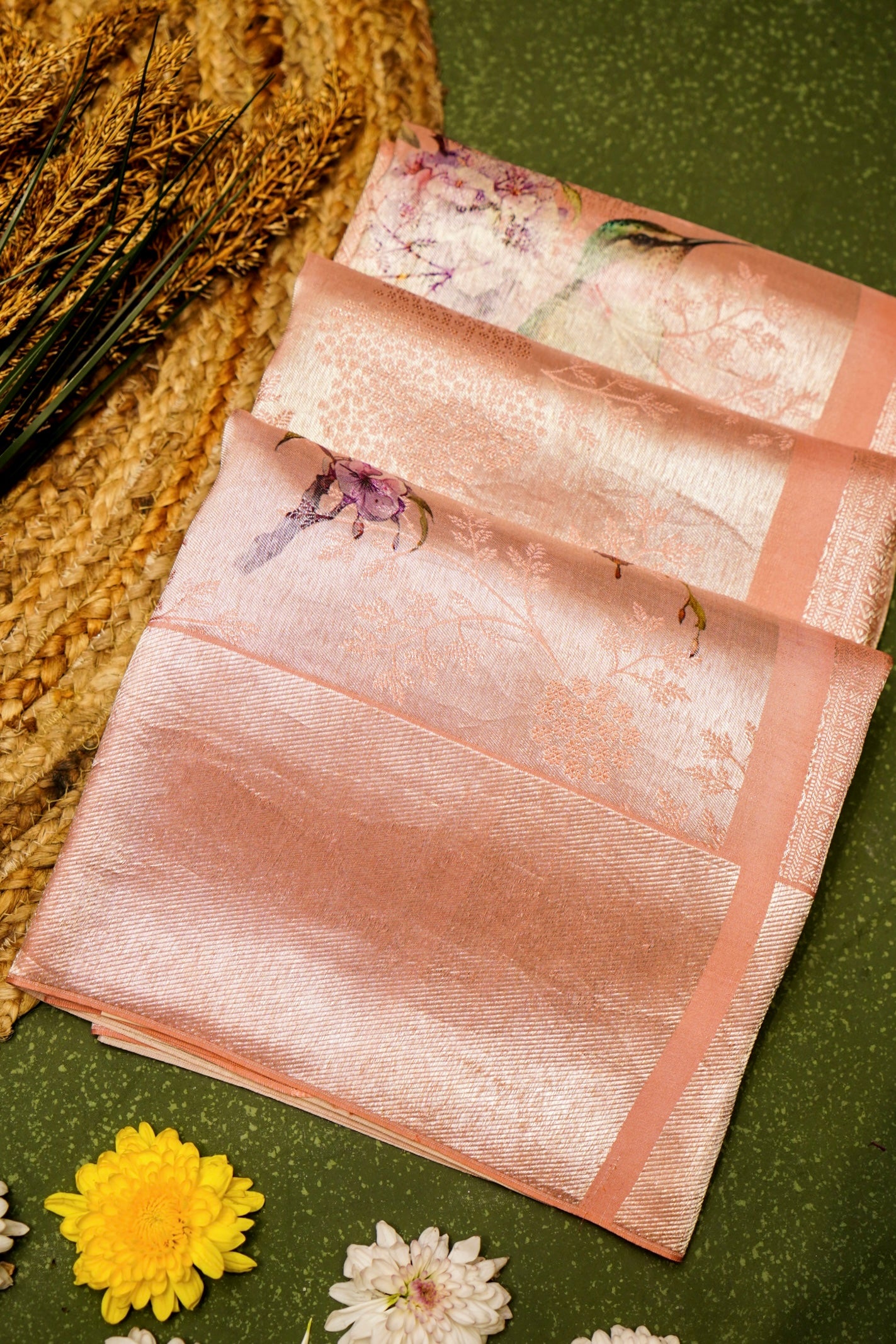 Designer Pink Banarasi Mashru Silk Saree