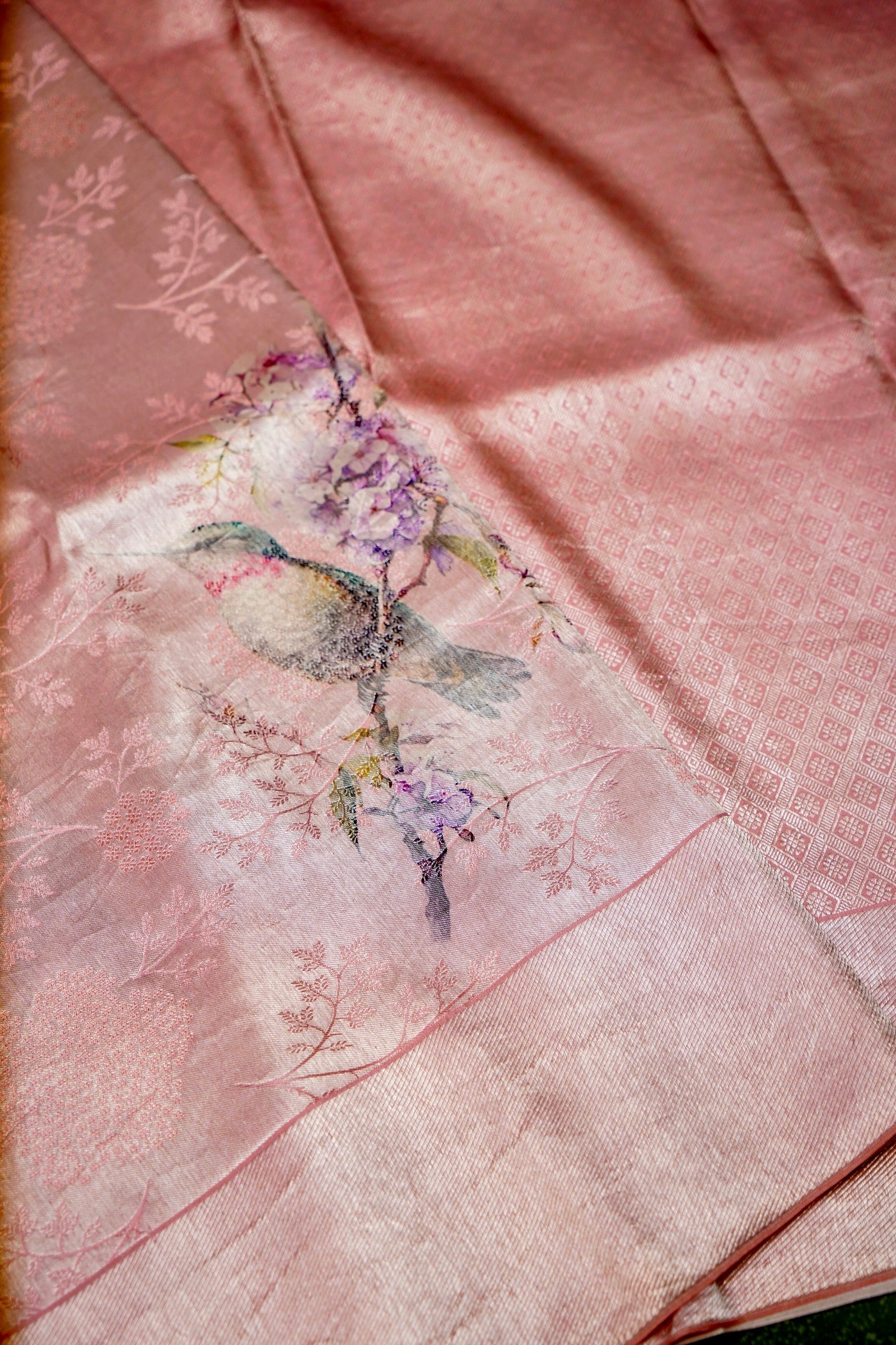 Designer Pink Banarasi Mashru Silk Saree