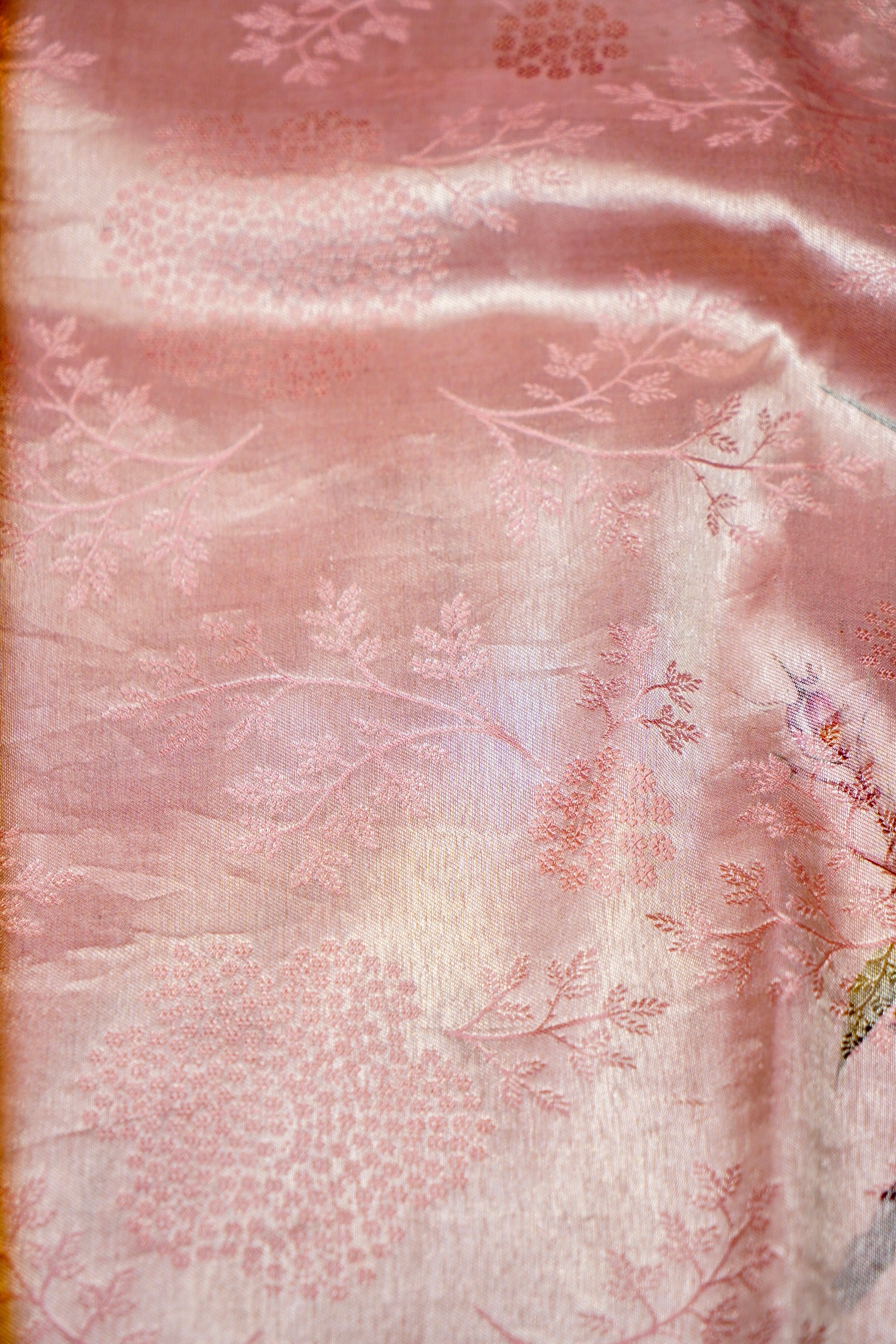 Designer Pink Banarasi Mashru Silk Saree