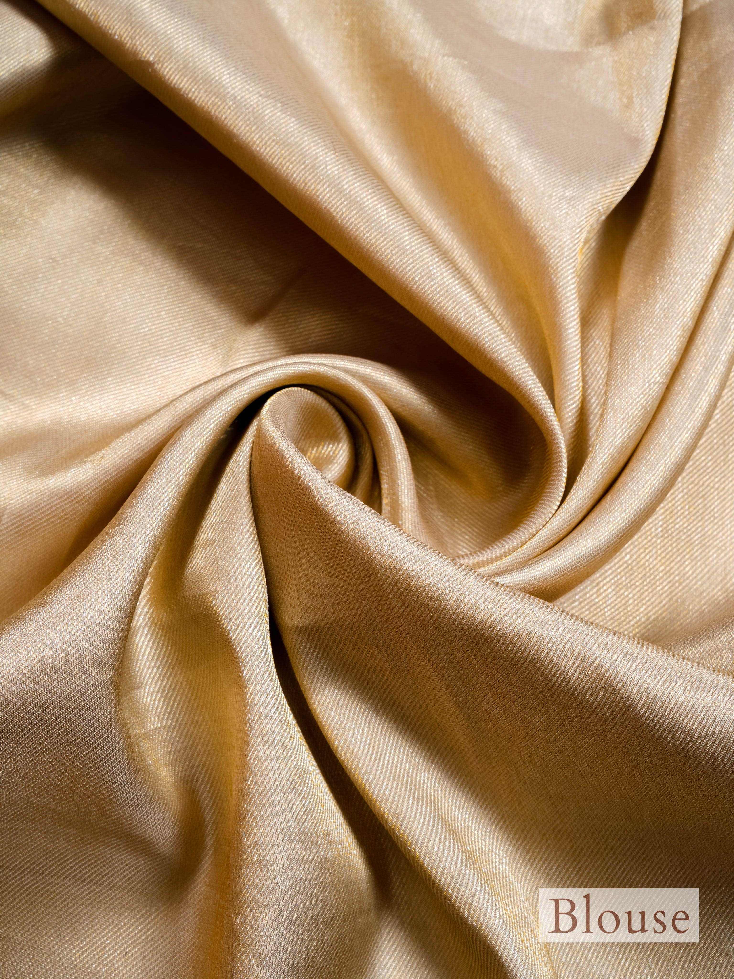 Handwoven Beige Banarasi Mashru Silk Saree - Sumangal Ekam