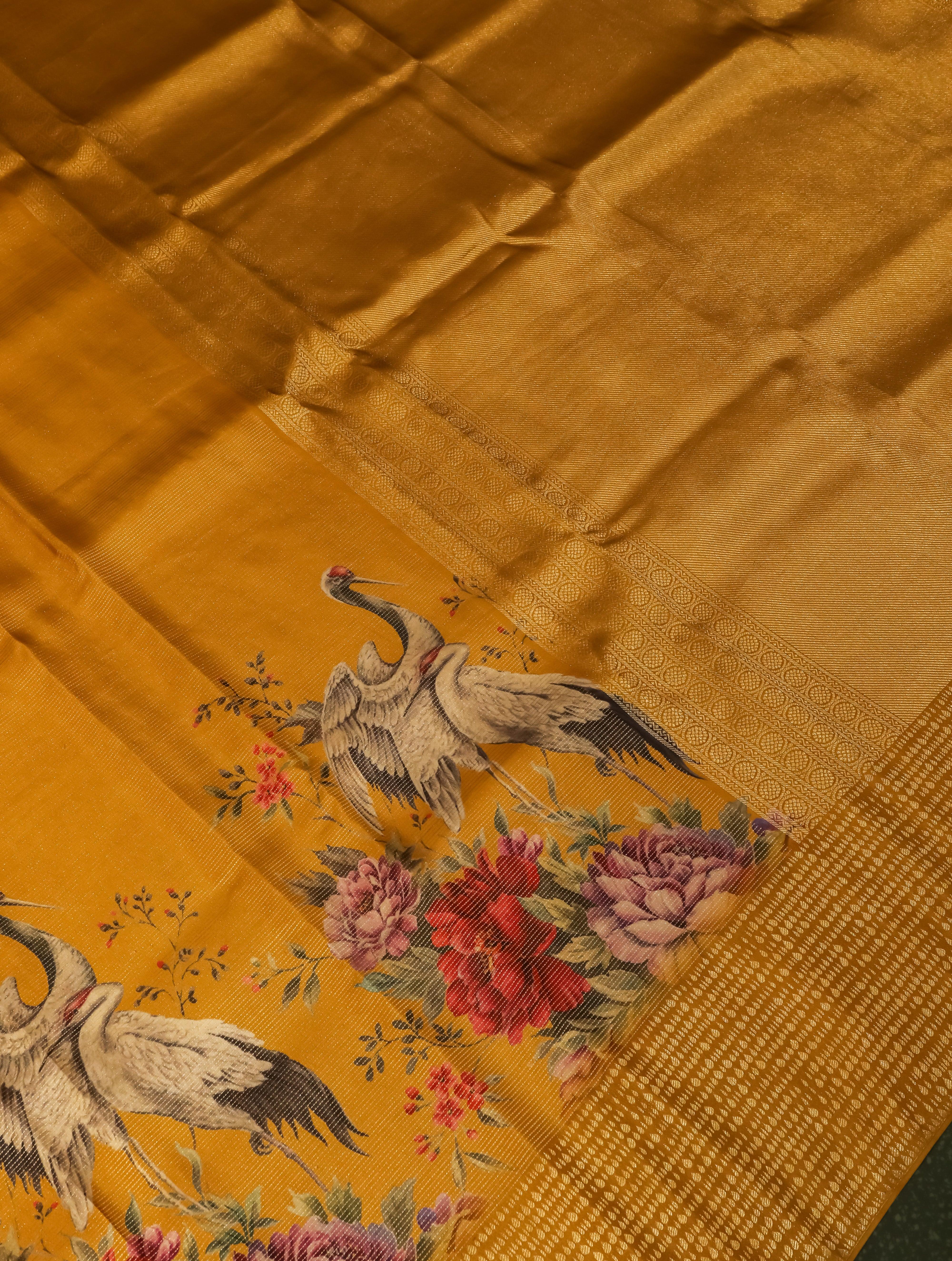 Designer Yellow Katan Silk Saree - Sumangal Ekam