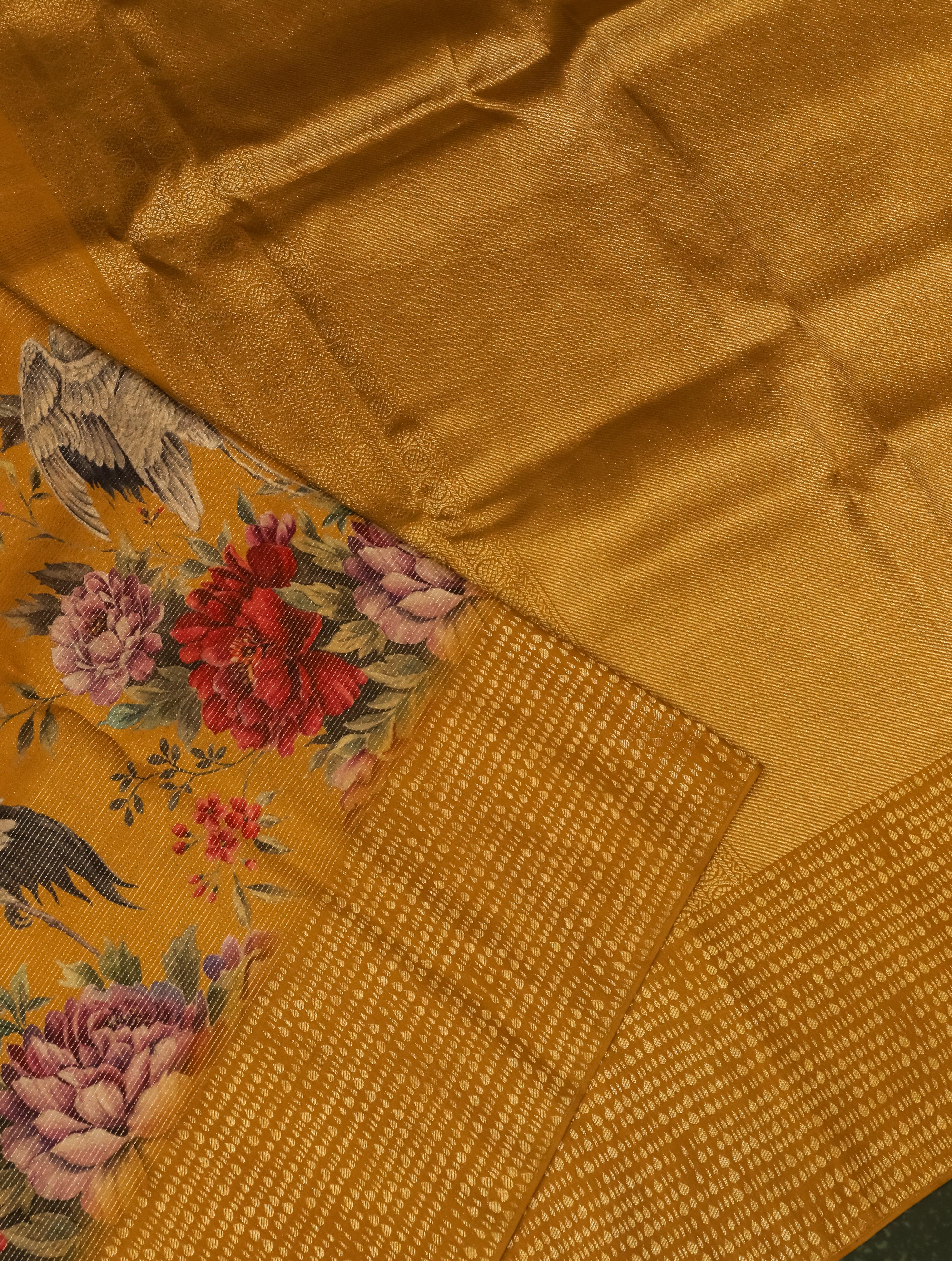 Designer Yellow Katan Silk Saree - Sumangal Ekam