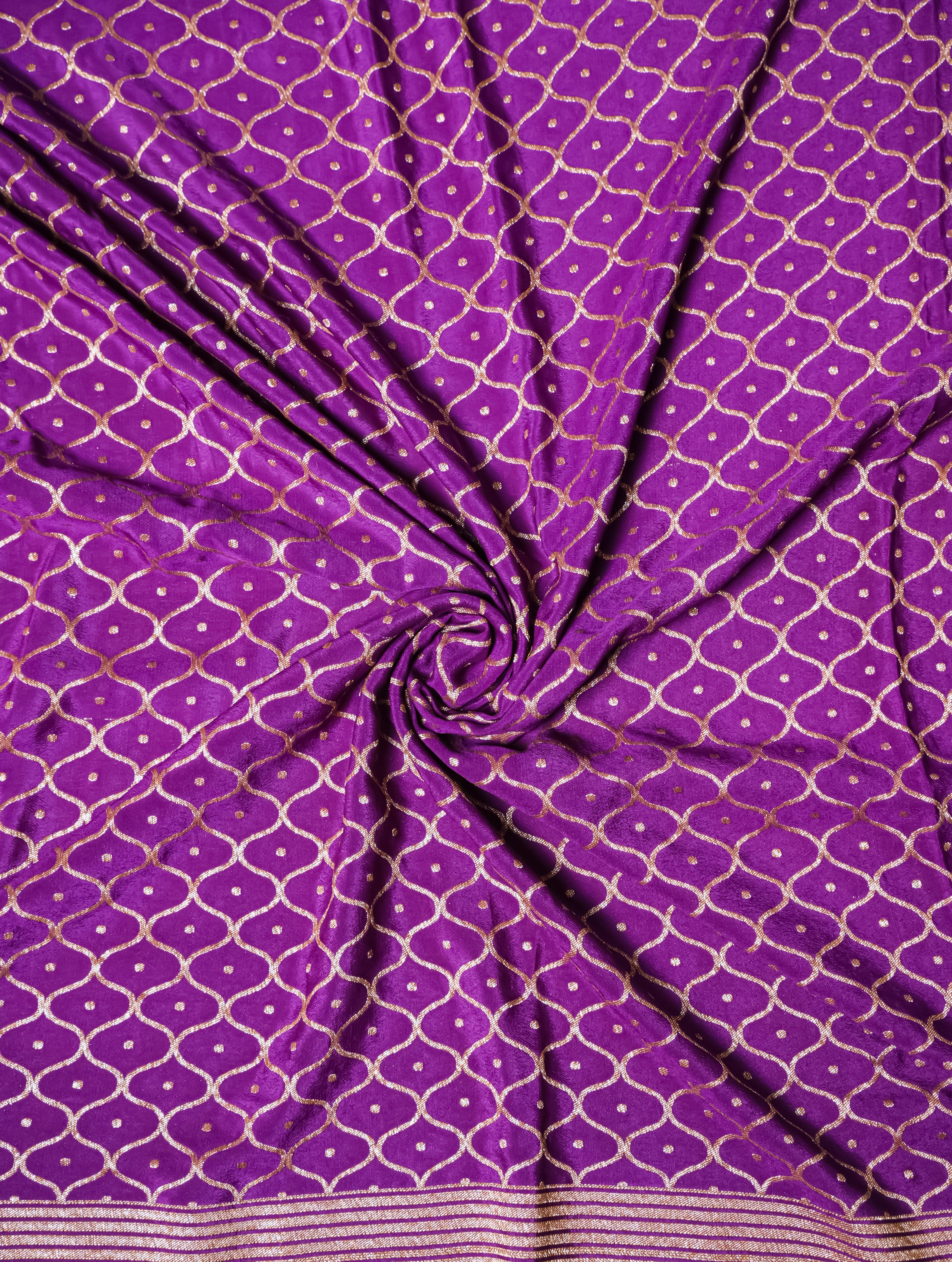 Handwoven Purple Banarasi Crepe Georgette Silk Saree - Sumangal Ekam