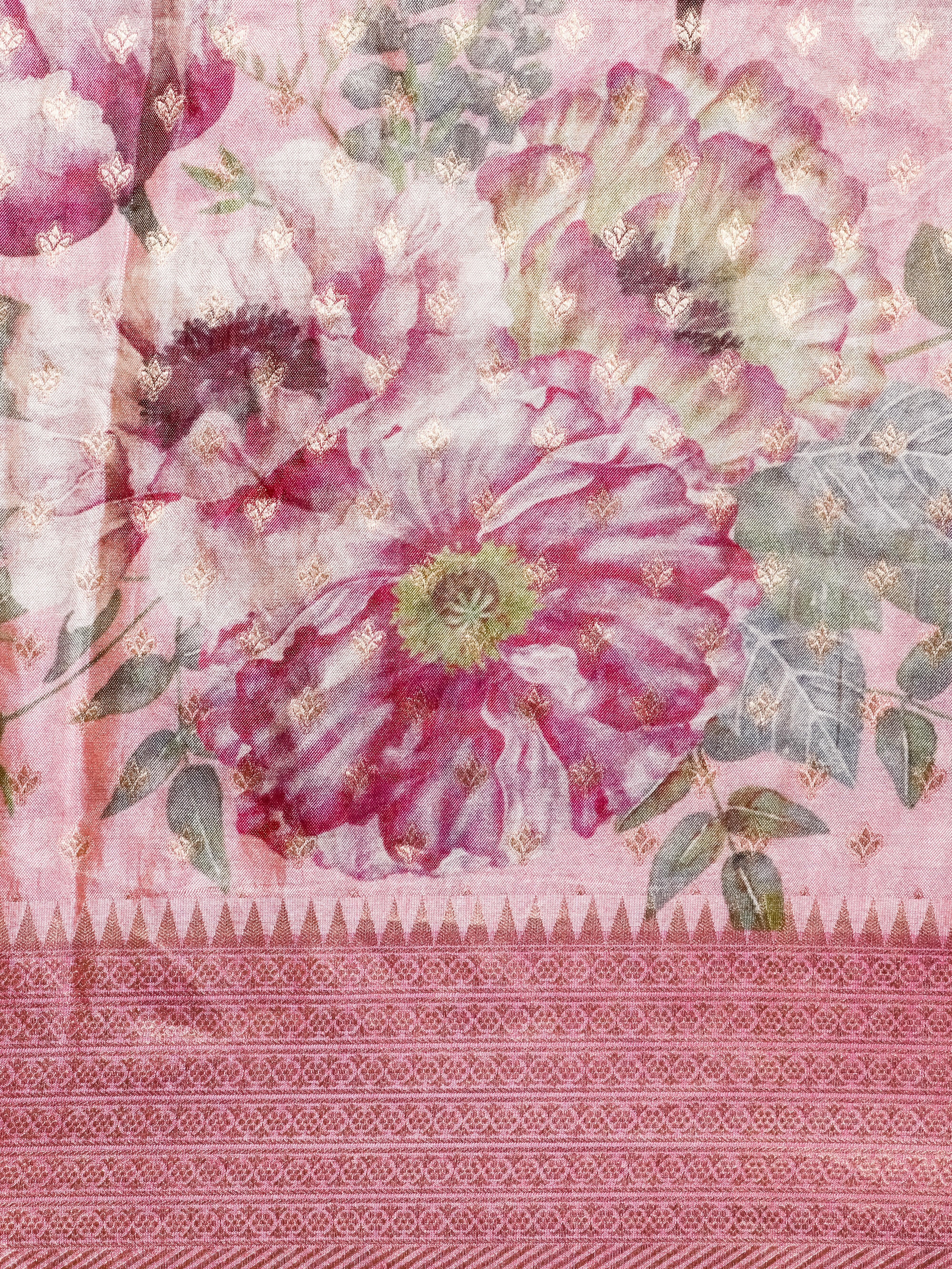 Handwoven Peach Banarasi Tissue Silk Saree - Sumangal Ekam