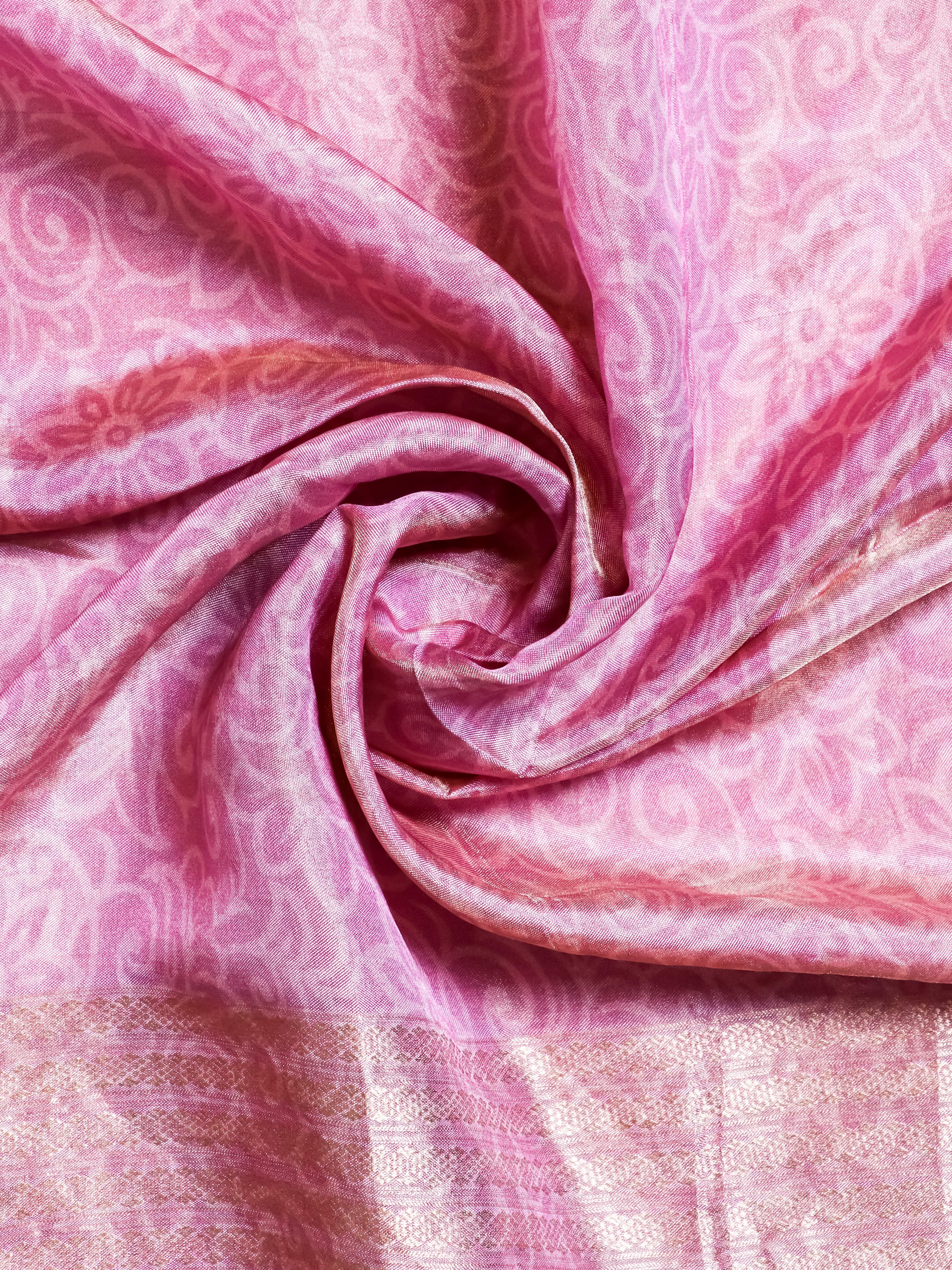 Handwoven Peach Banarasi Tissue Silk Saree - Sumangal Ekam