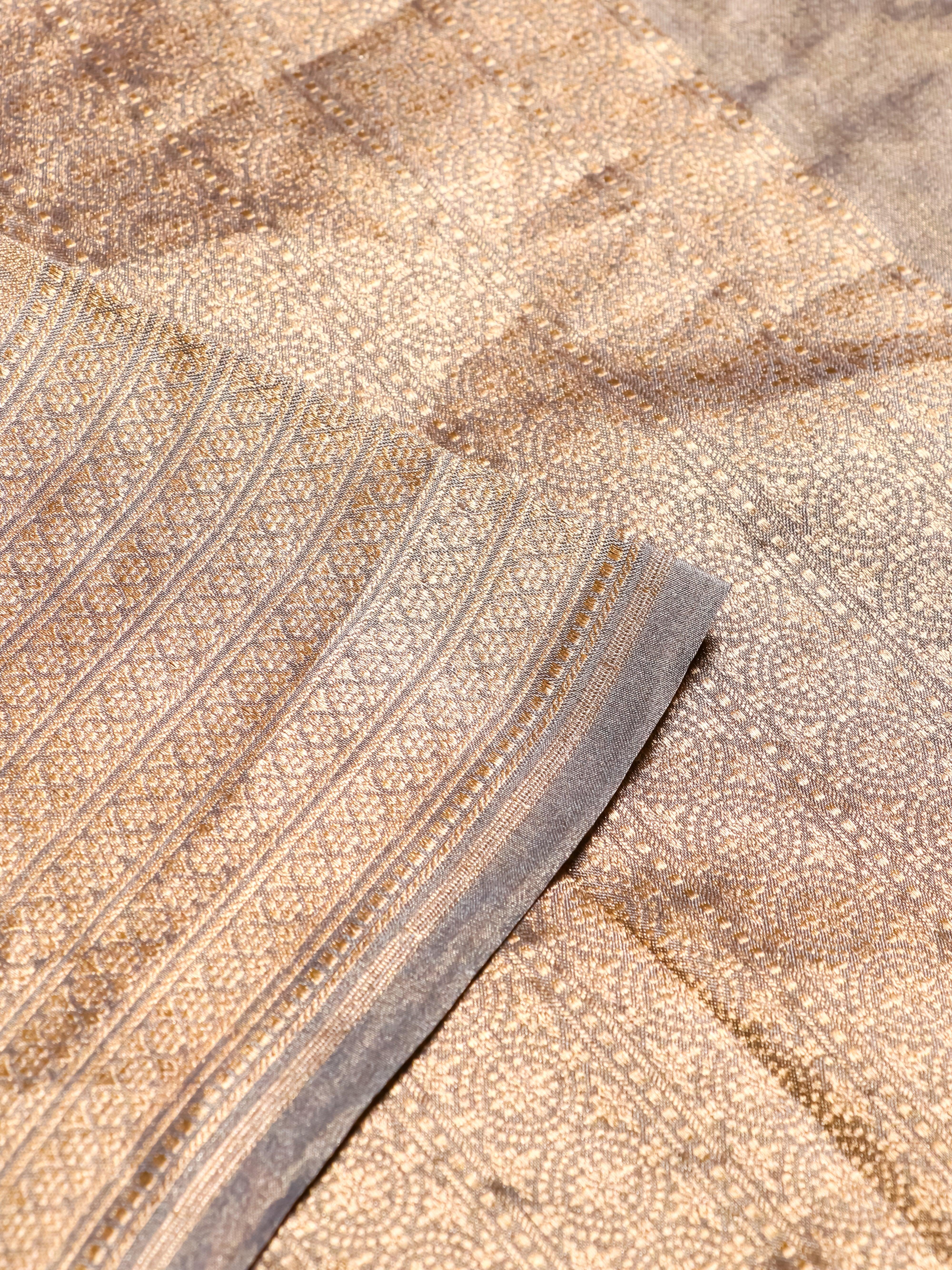 Handwoven Grey Banarasi Tissue Silk Saree - Sumangal Ekam