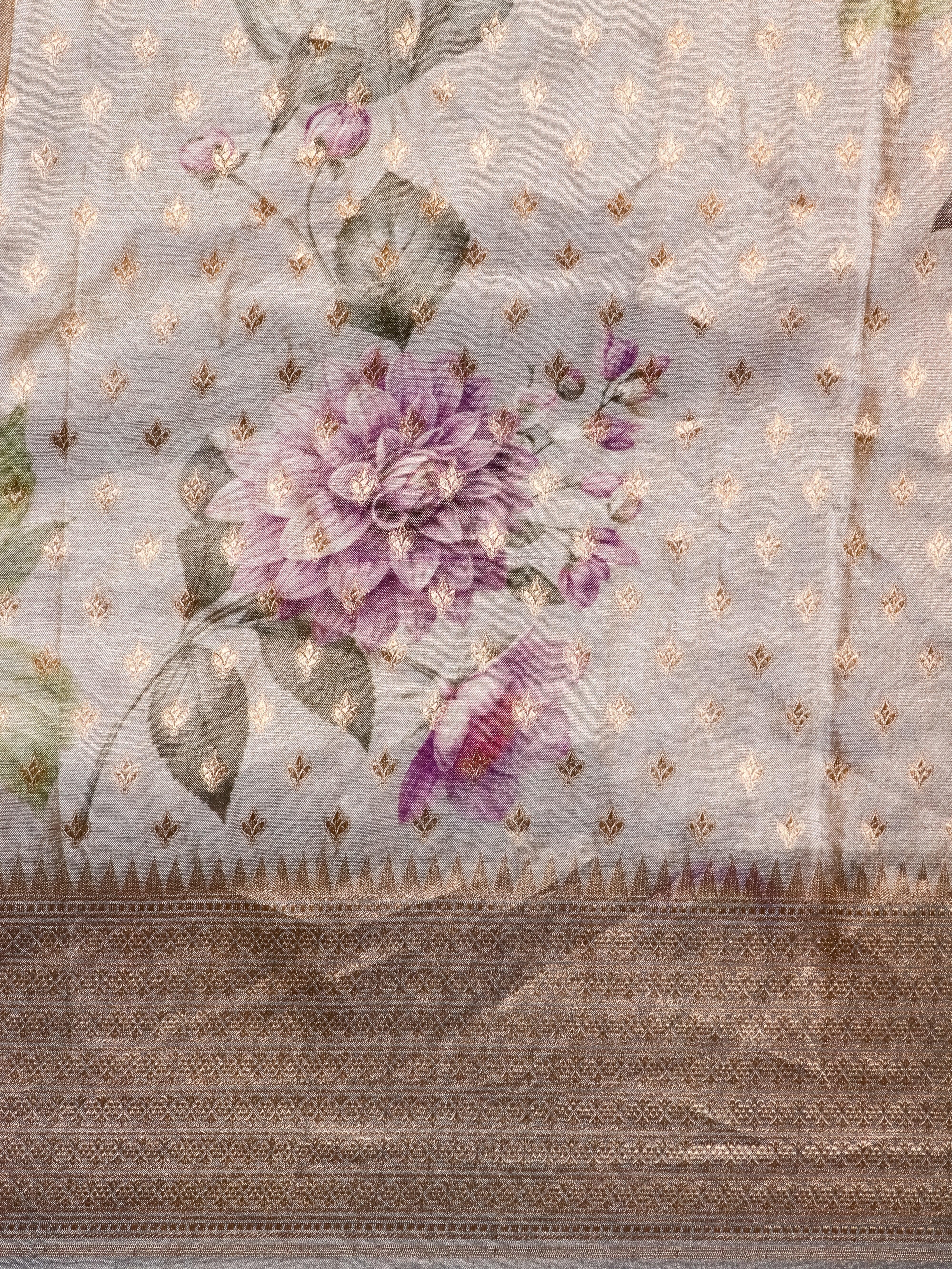 Handwoven Grey Banarasi Tissue Silk Saree - Sumangal Ekam