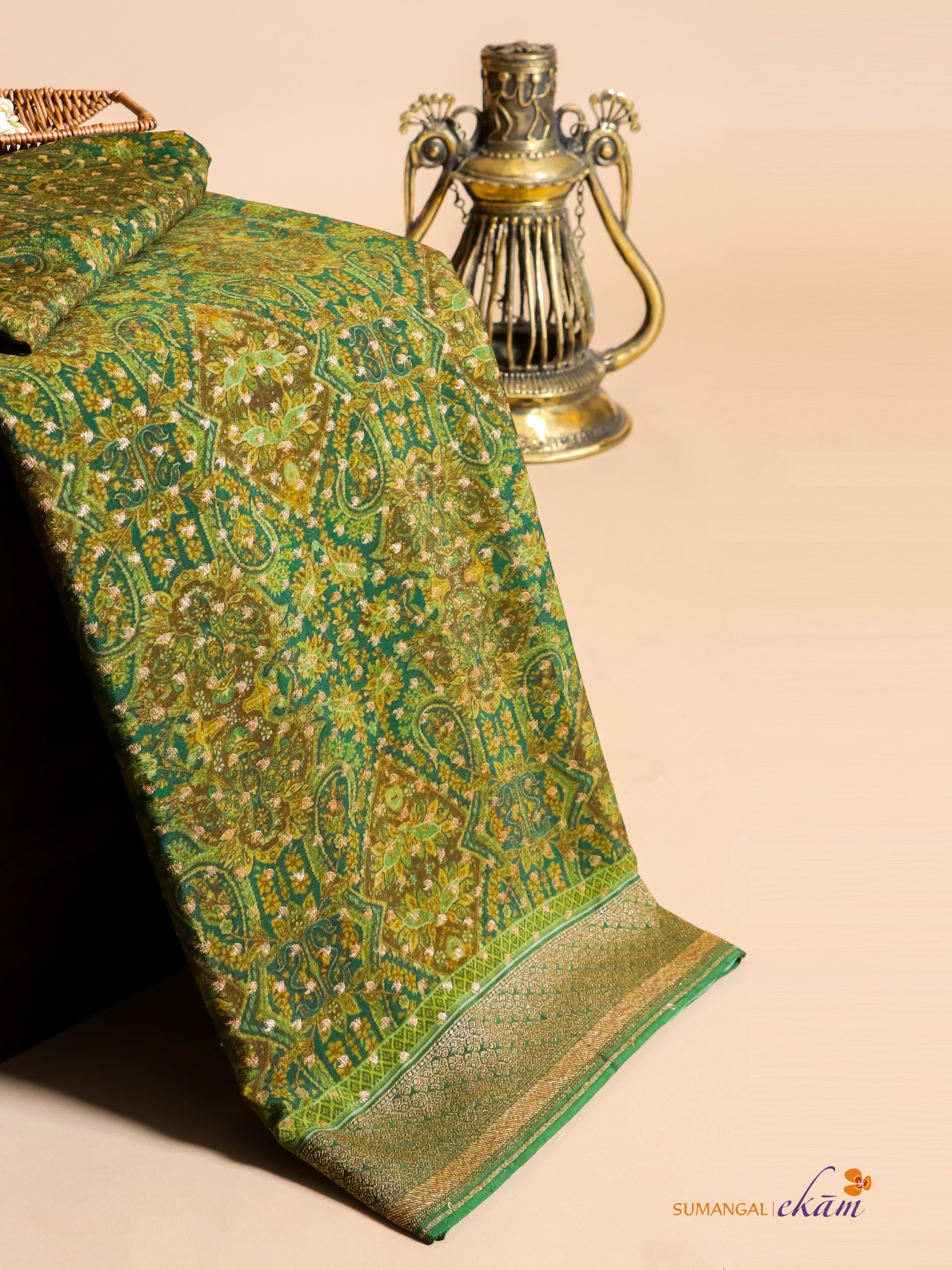 Handwoven Multi Color Banarasi Cotton Silk Saree - Sumangal Ekam