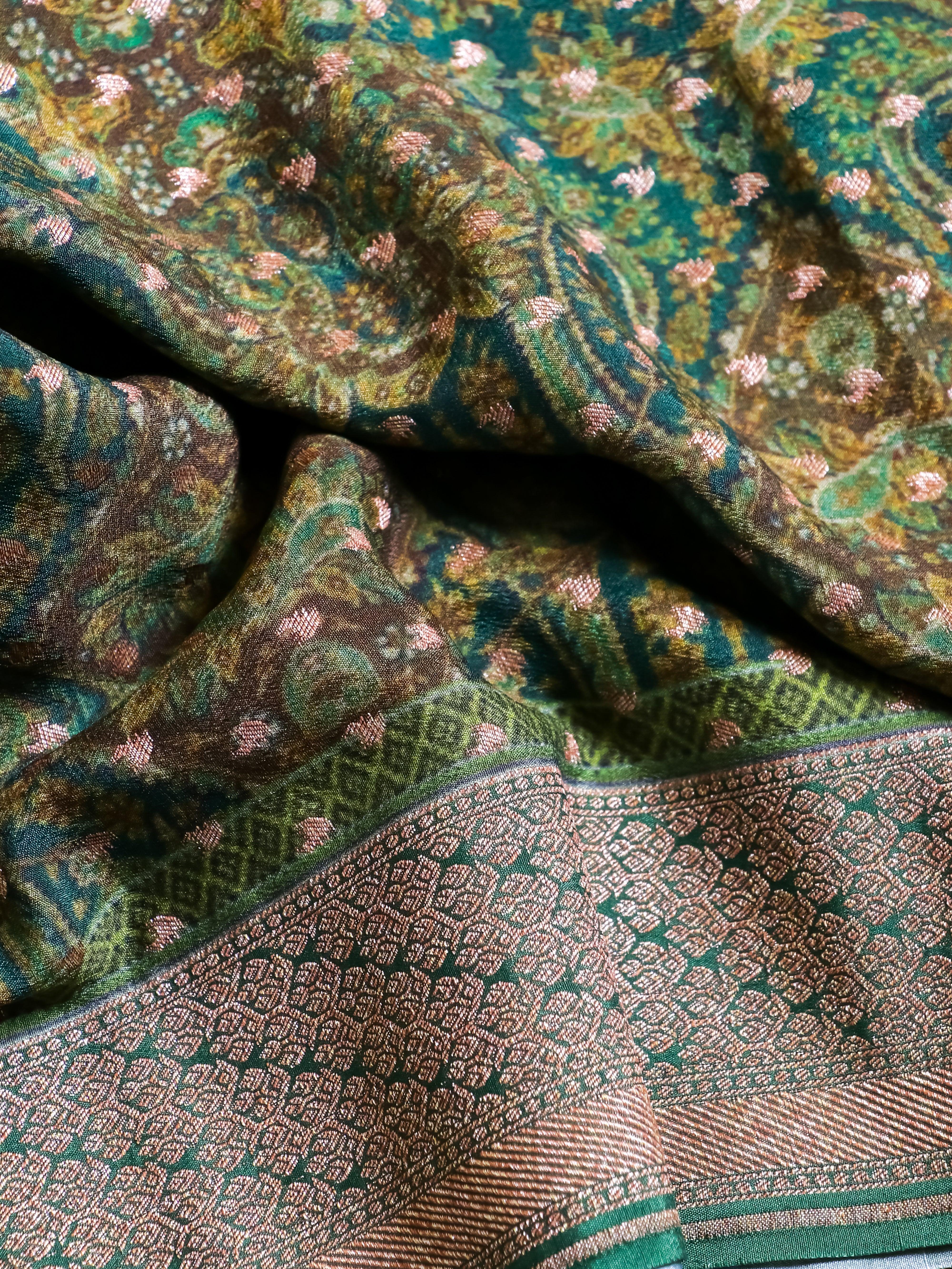 Handwoven Multi Color Banarasi Cotton Silk Saree - Sumangal Ekam
