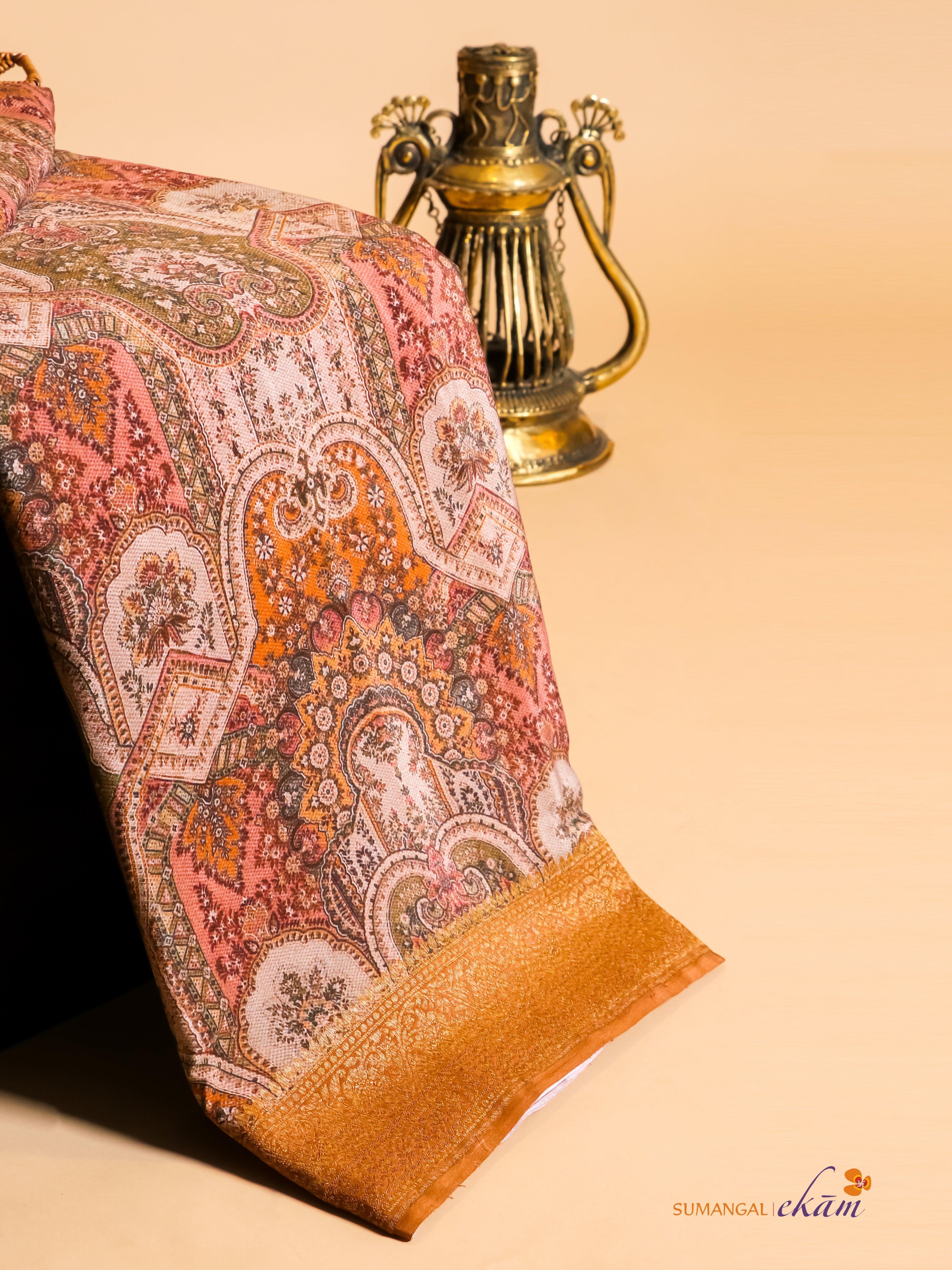 Handwoven Multi Color Banarasi Cotton Silk Saree - Sumangal Ekam