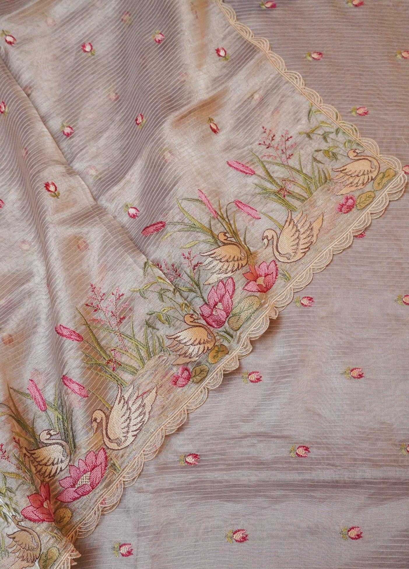 Designer Lavender Tissue Silk Suit - Sumangal Ekam