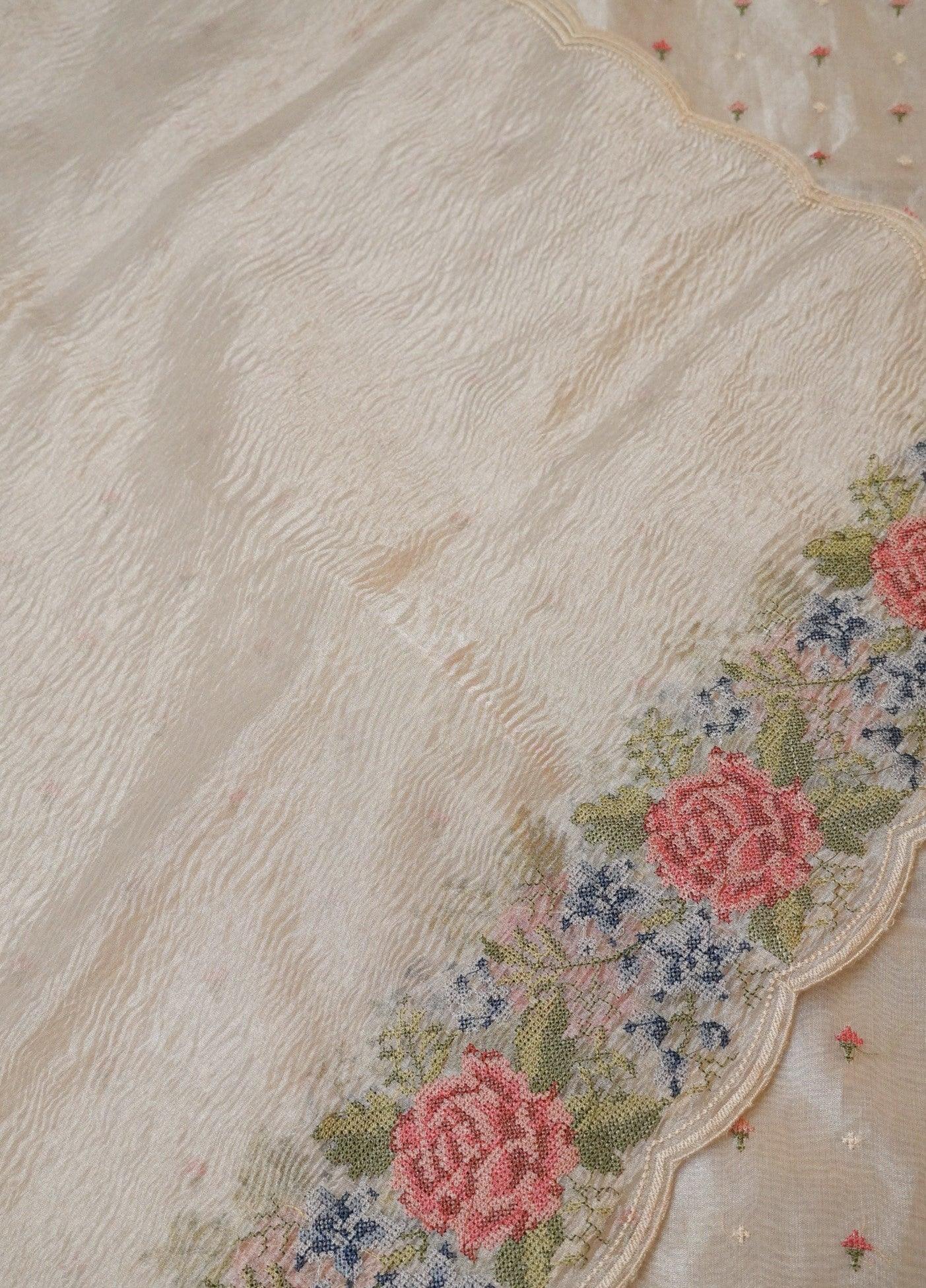 Designer Silver Tissue Silk Suit - Sumangal Ekam