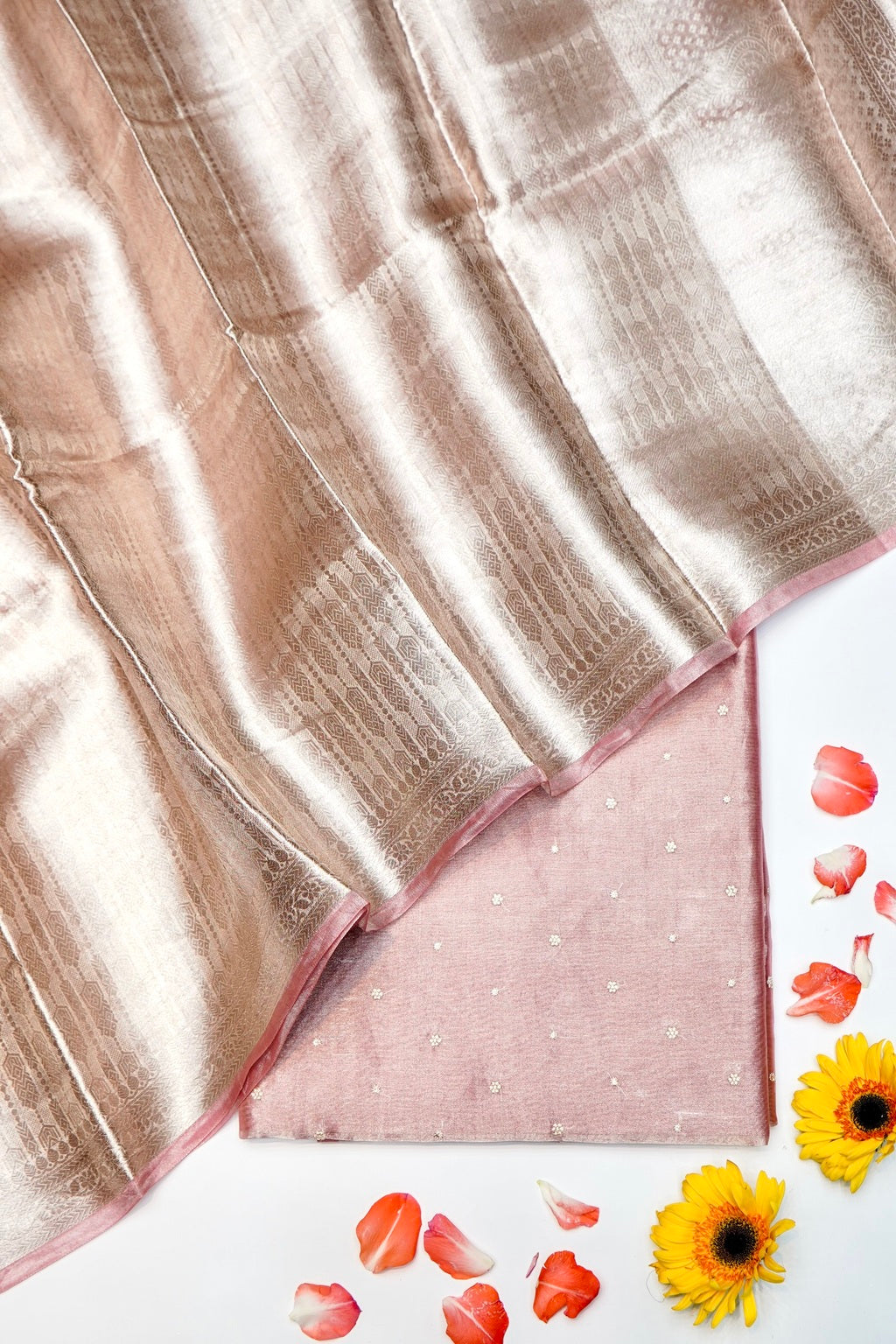 Designer Onion Pink Tissue Organza Silk Suit